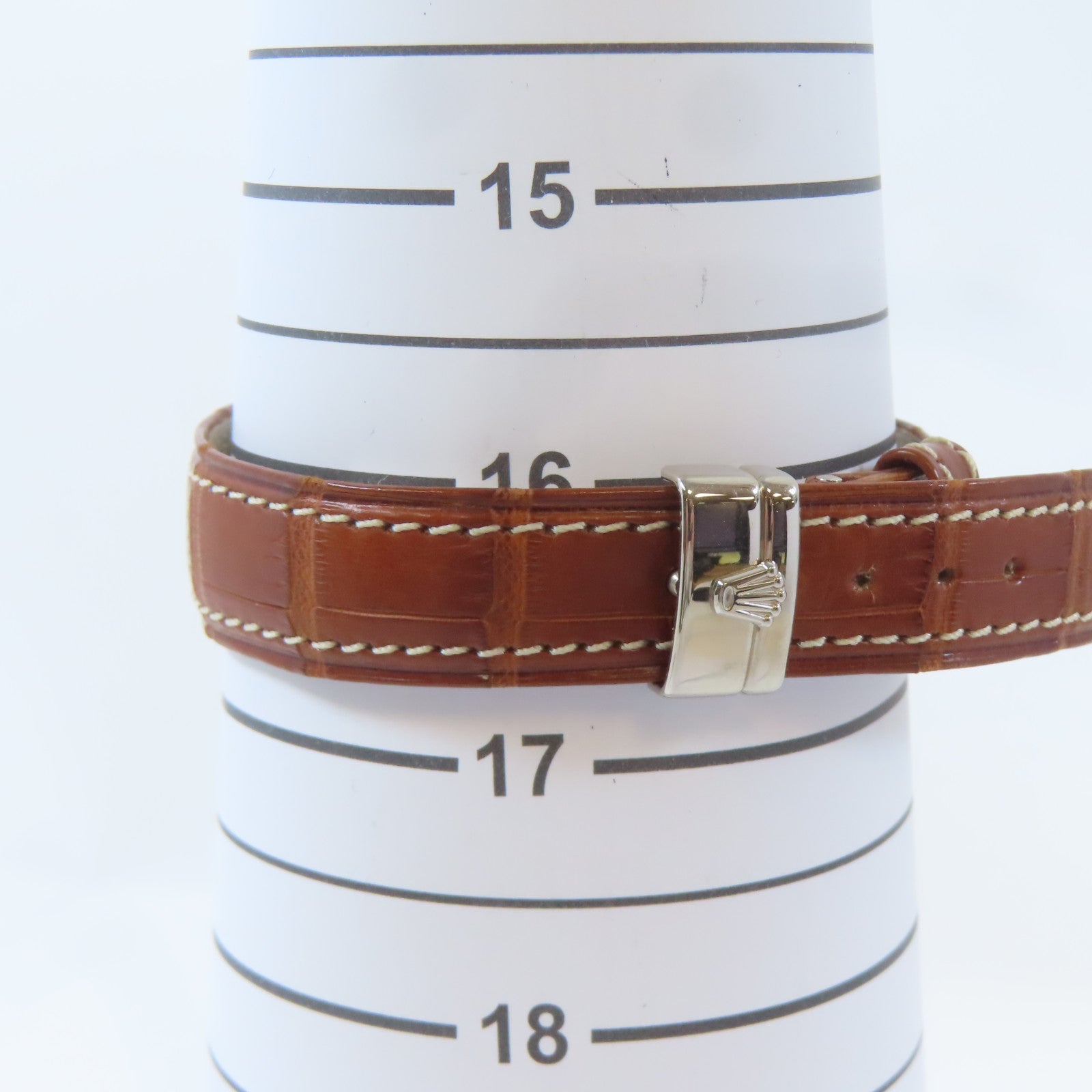 ROLEX Cellini 18K白金/皮革帶手錶石英機芯白色