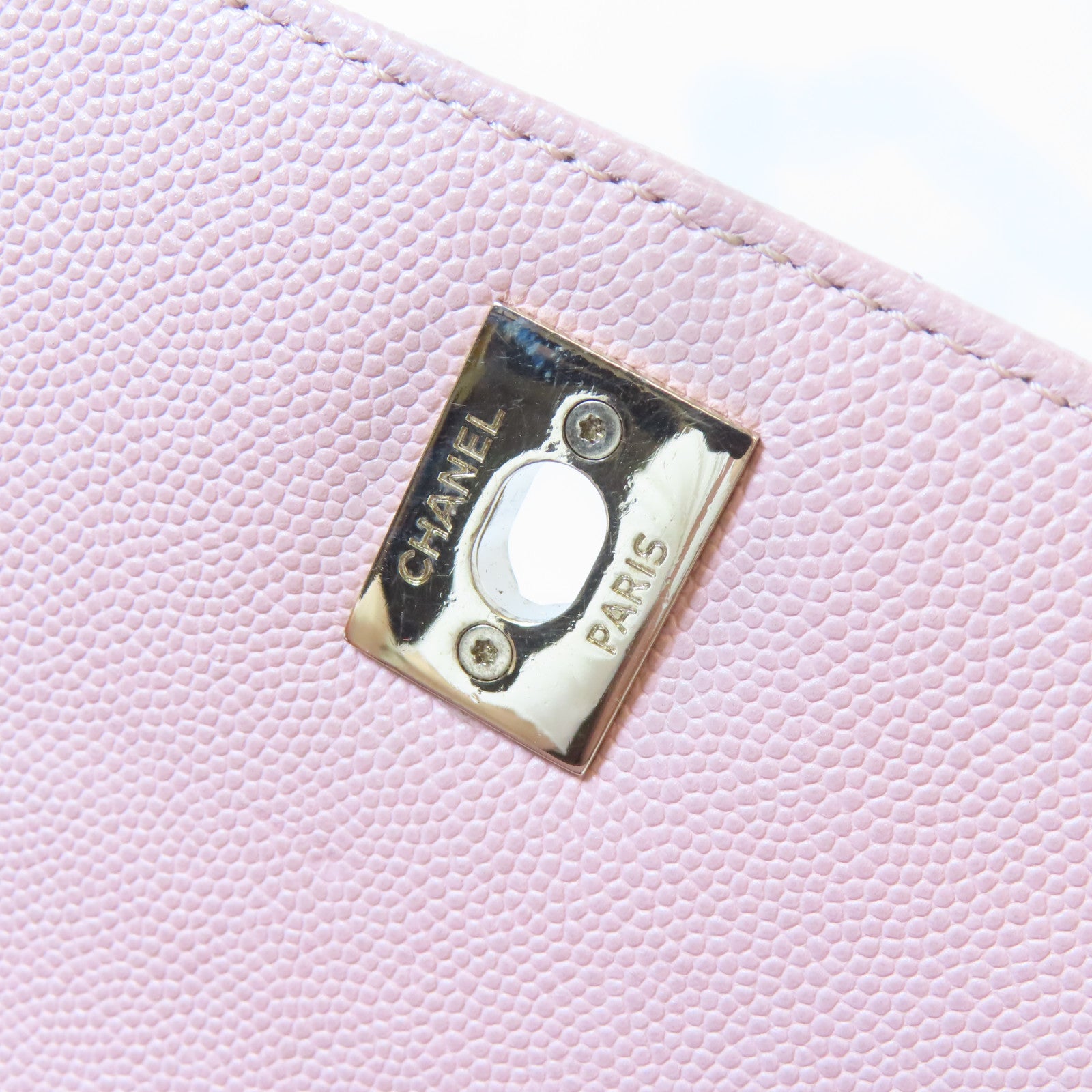 CHANEL 【激減優惠】Caviar皮革Matelasse Chain Shoulder Bag金扣手挽肩背兩用袋粉紅色