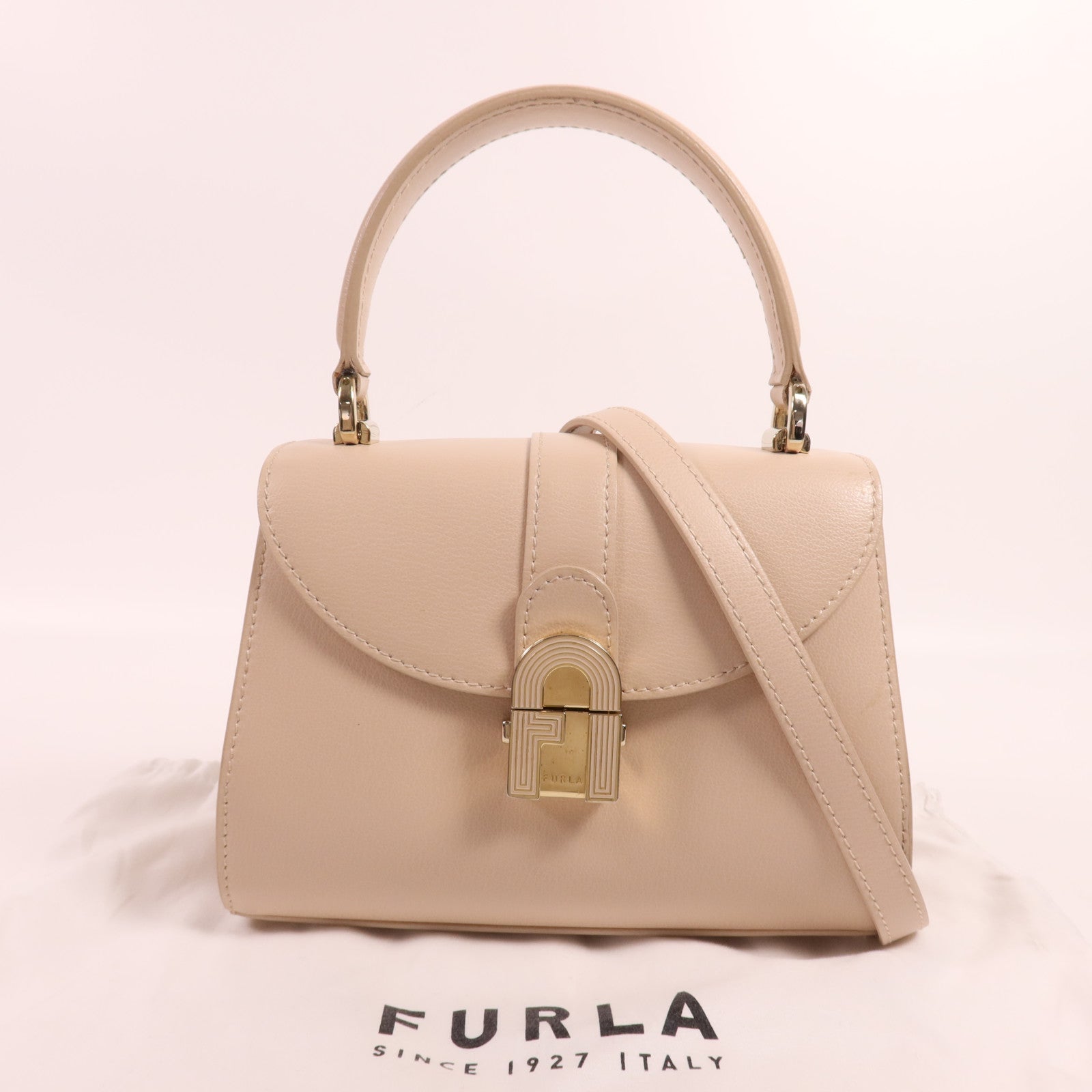 Furla 羊皮皮革1927 Opera金扣手挽肩背兩用袋
