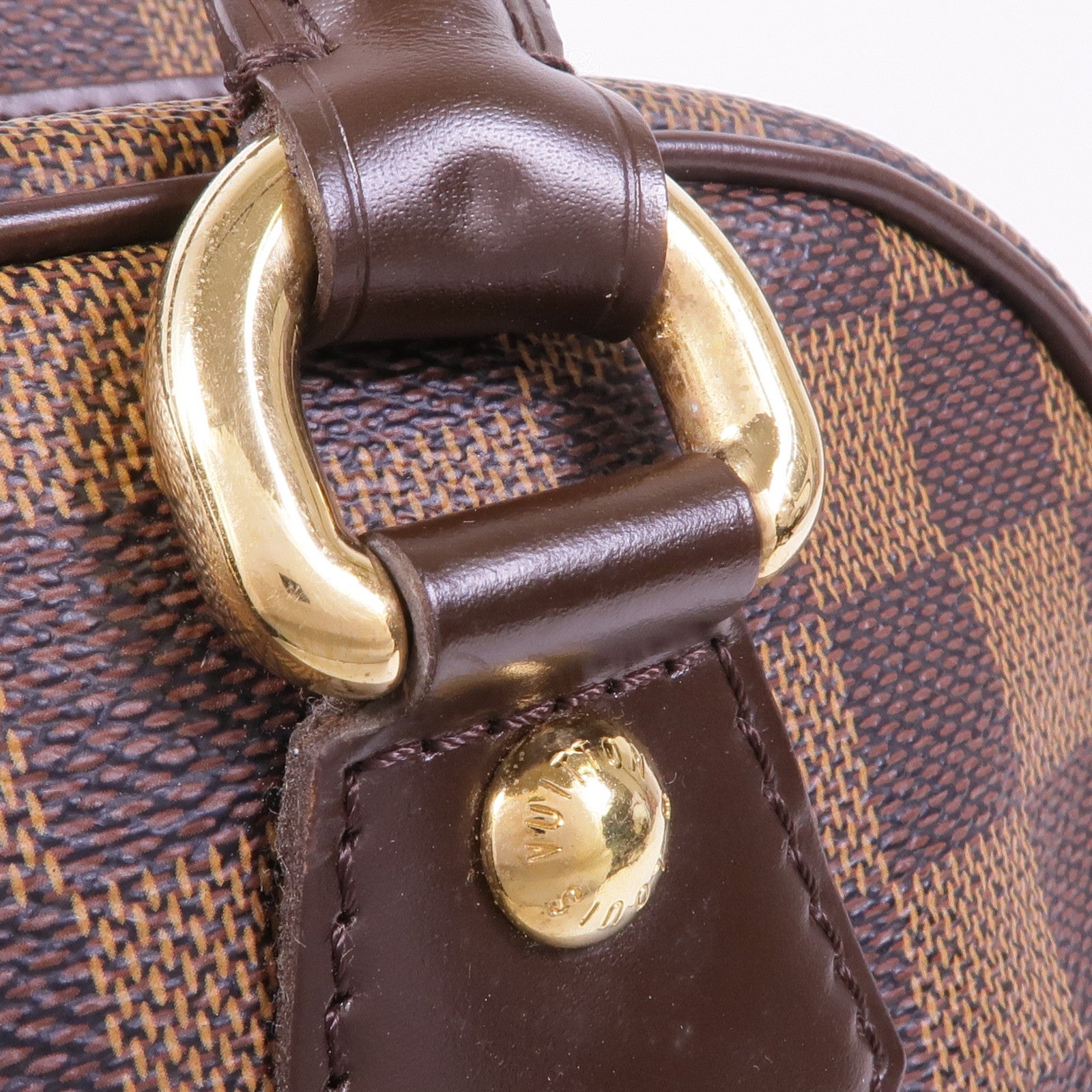 LOUIS VUITTON Damier Duomo金扣手挽袋棕色