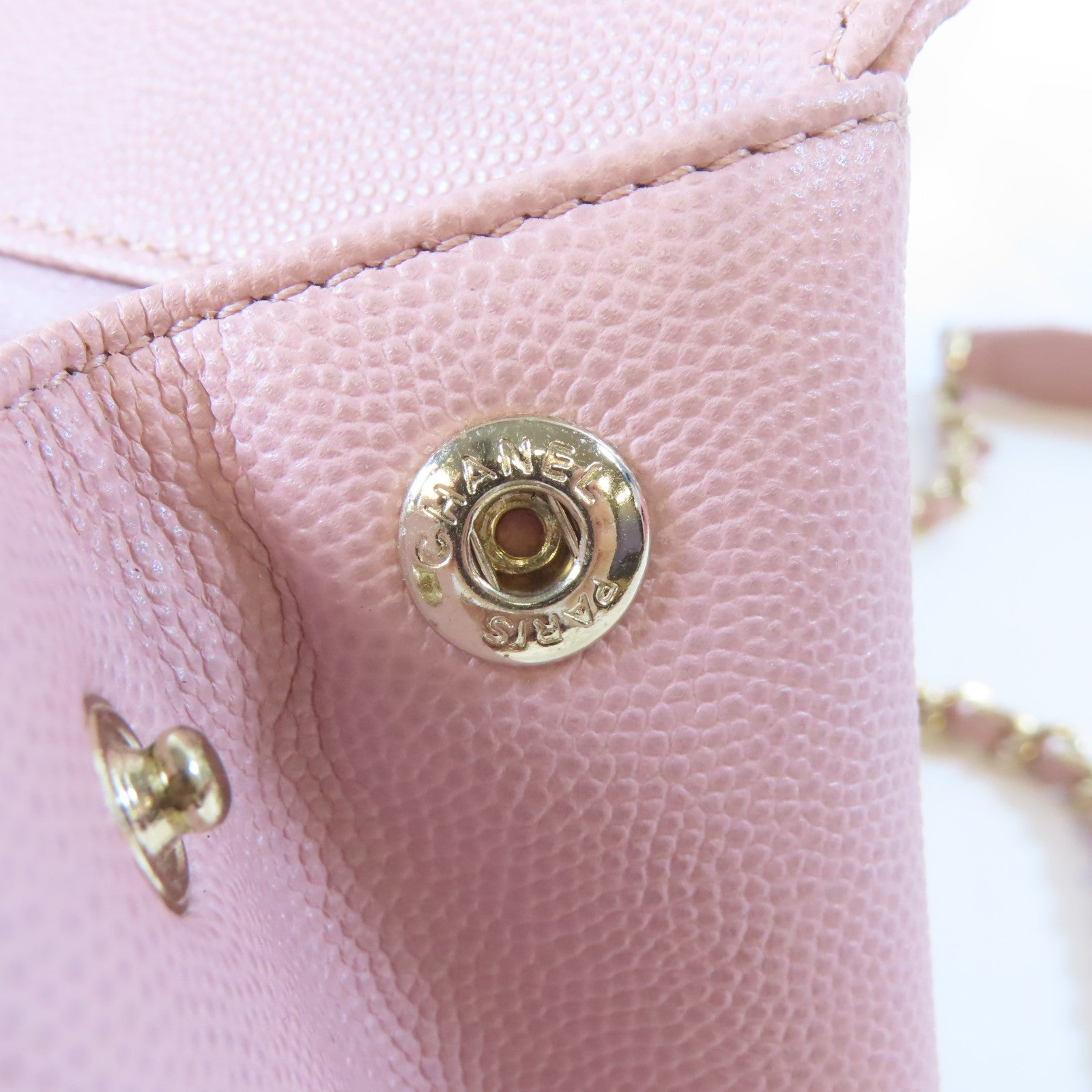 CHANEL 【激減優惠】Caviar皮革Matelasse Chain Shoulder Bag金扣手挽肩背兩用袋粉紅色