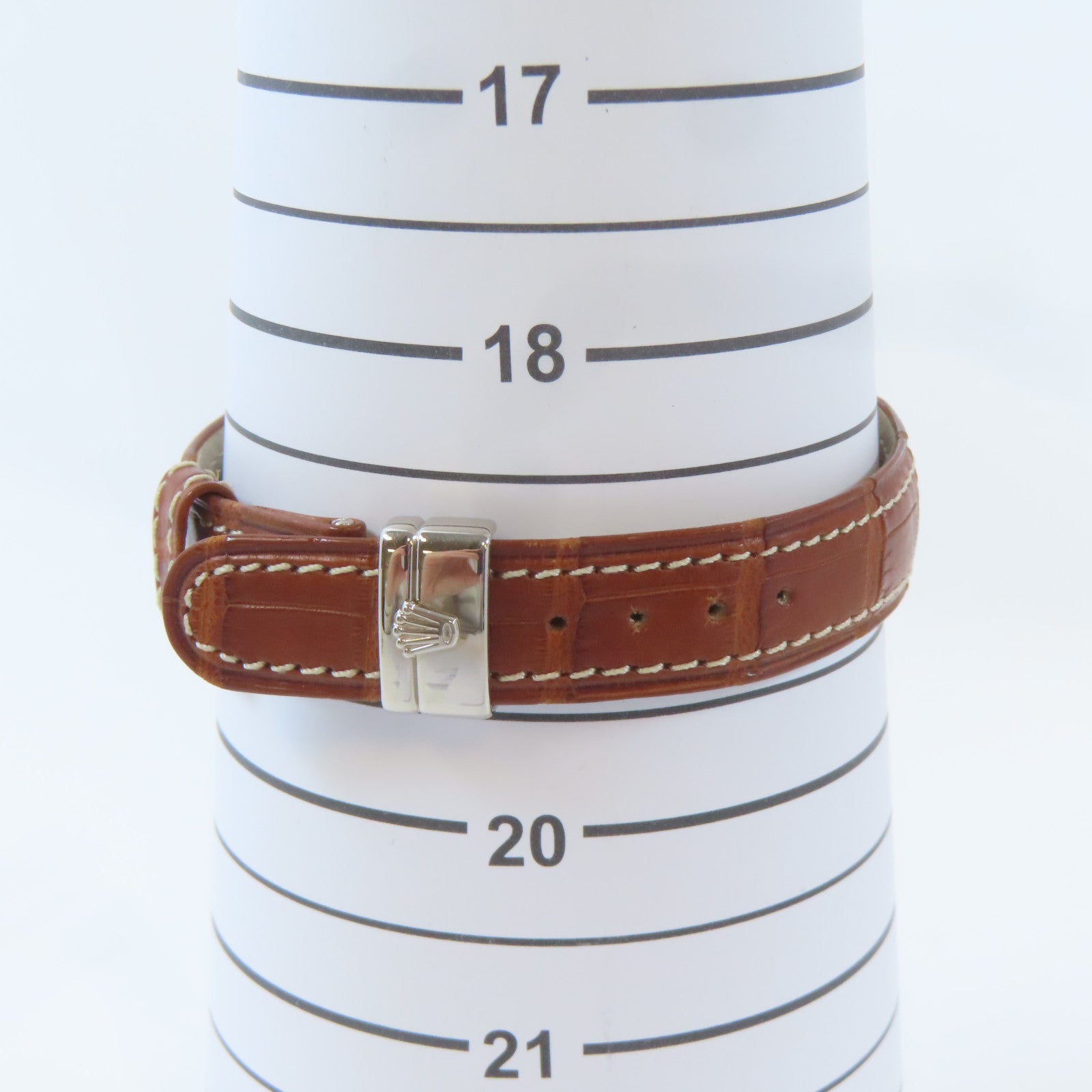 ROLEX Cellini 18K白金/皮革帶手錶石英機芯白色