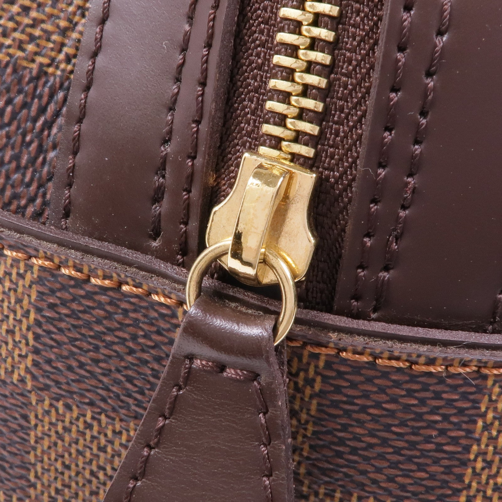 LOUIS VUITTON Damier Duomo金扣手挽袋棕色