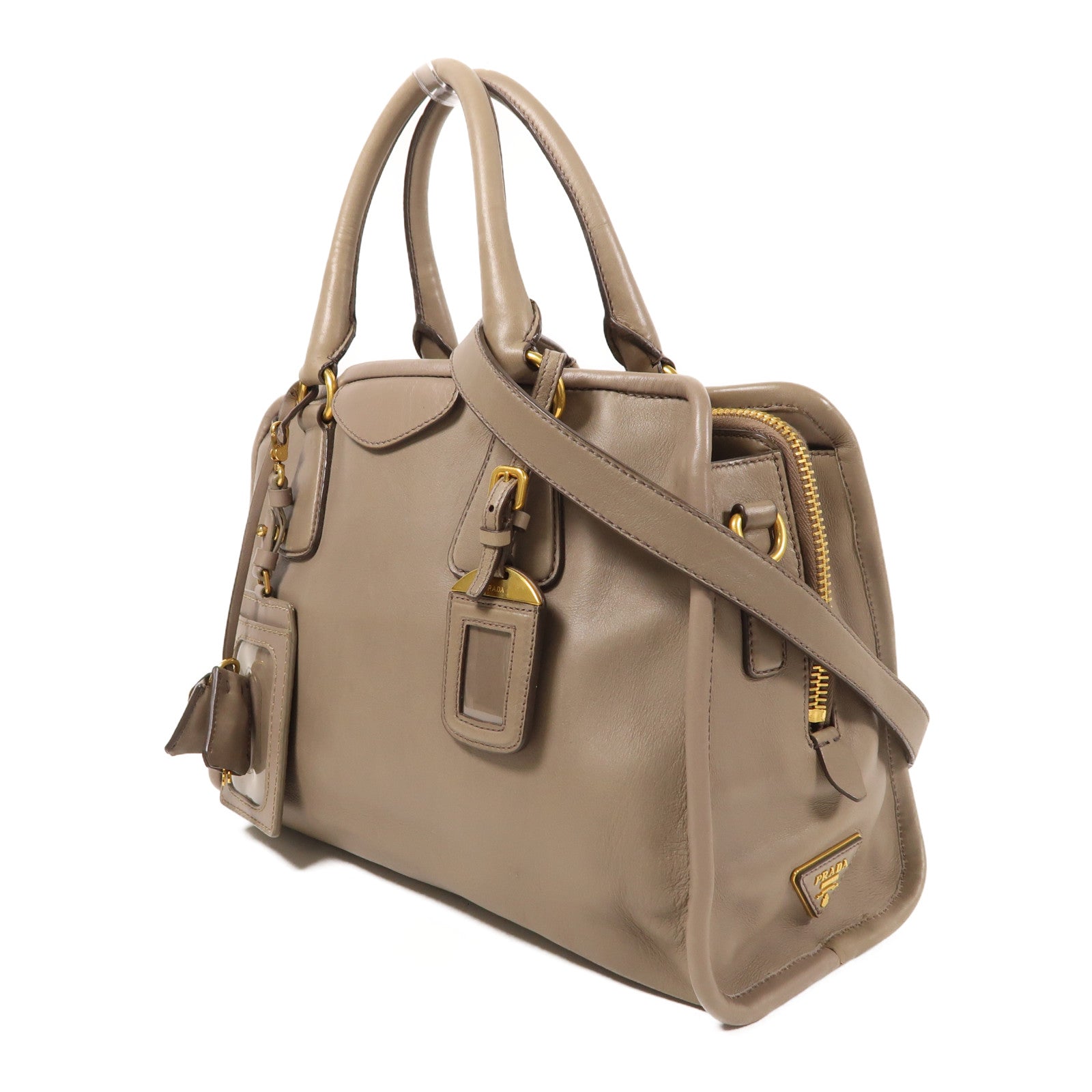 PRADA 牛皮皮革2 Way Shoulder金扣手挽肩背兩用袋