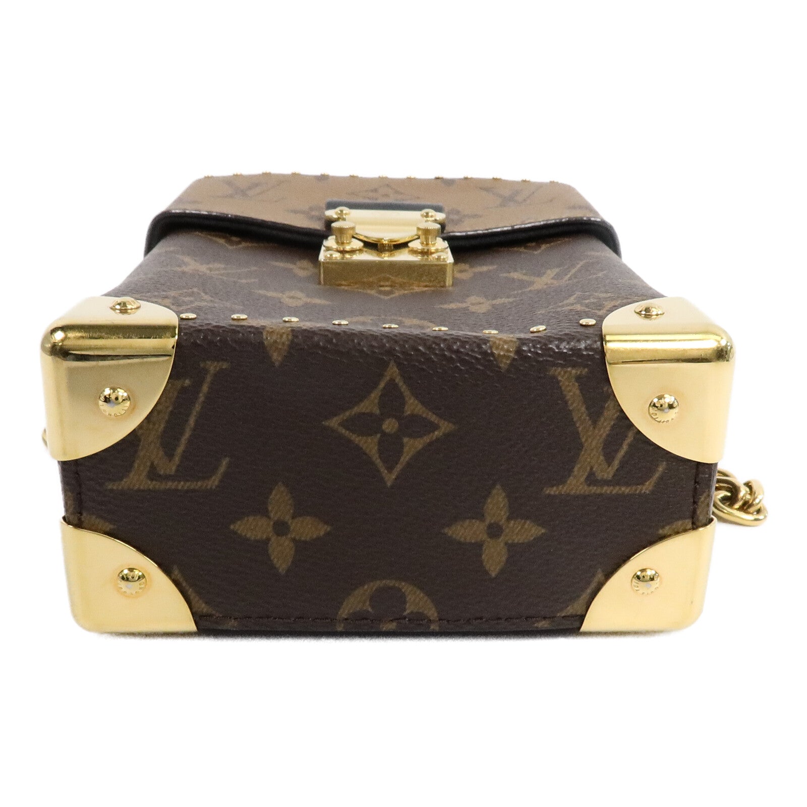LOUIS VUITTON Monogram/Monogram Reverse Camera Box金扣鏈帶手挽肩背兩用袋