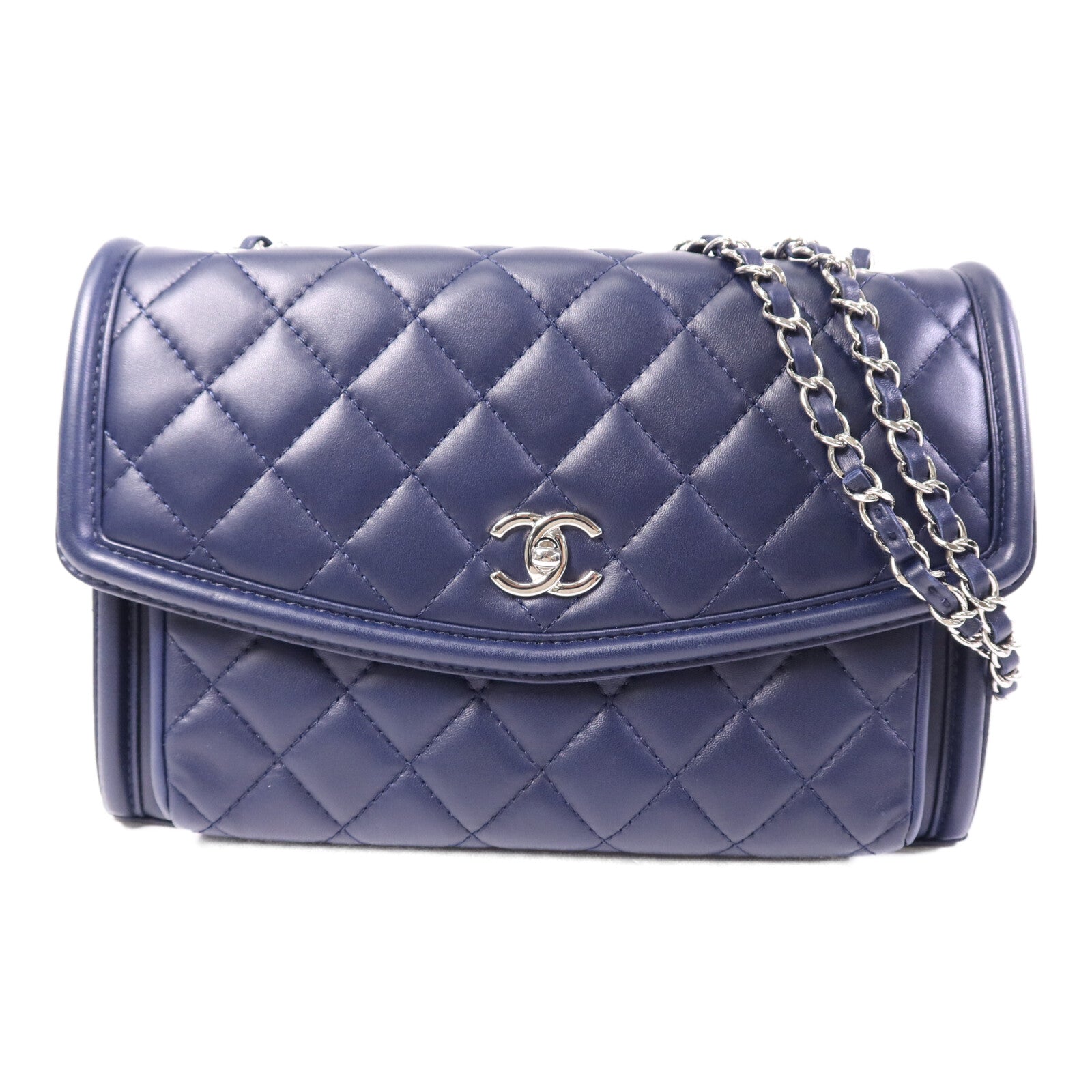 CHANEL 羊皮皮革Chain Shoulder Bag銀扣鏈帶肩背袋