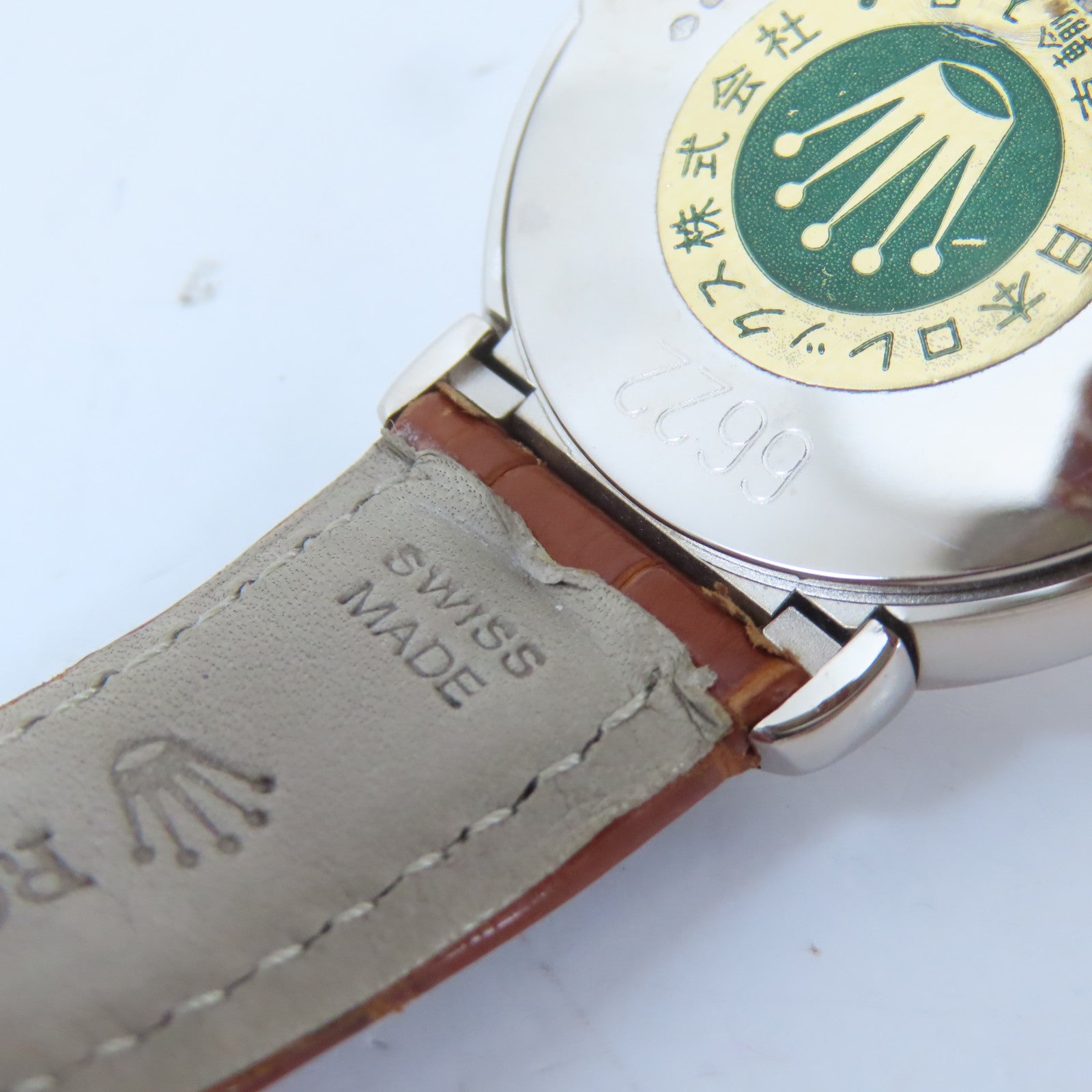 ROLEX Cellini 18K白金/皮革帶手錶石英機芯白色