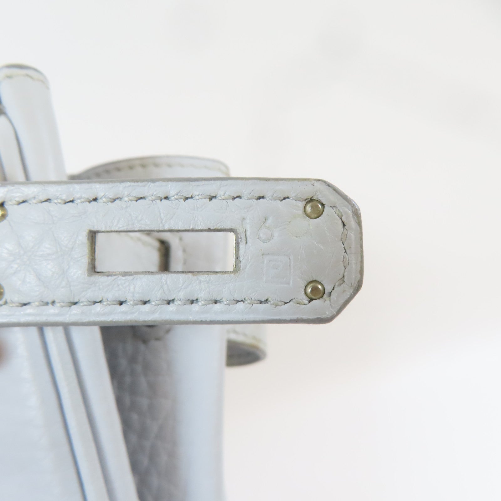 HERMES Clemence皮革Birkin 40銀扣手挽袋淺灰色