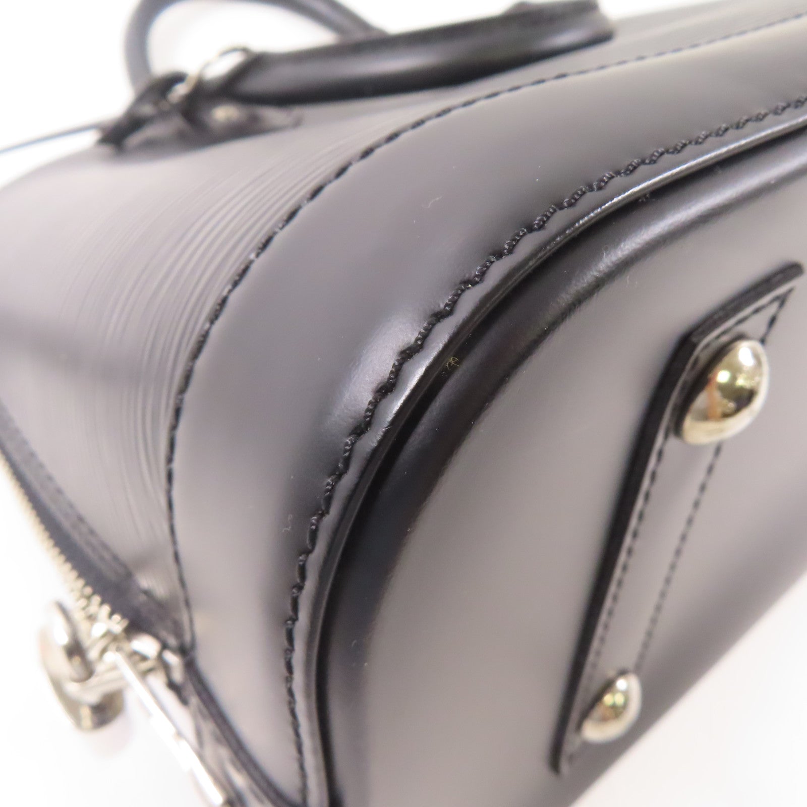 LOUIS VUITTON Epi Alma PM銀扣手挽袋黑色