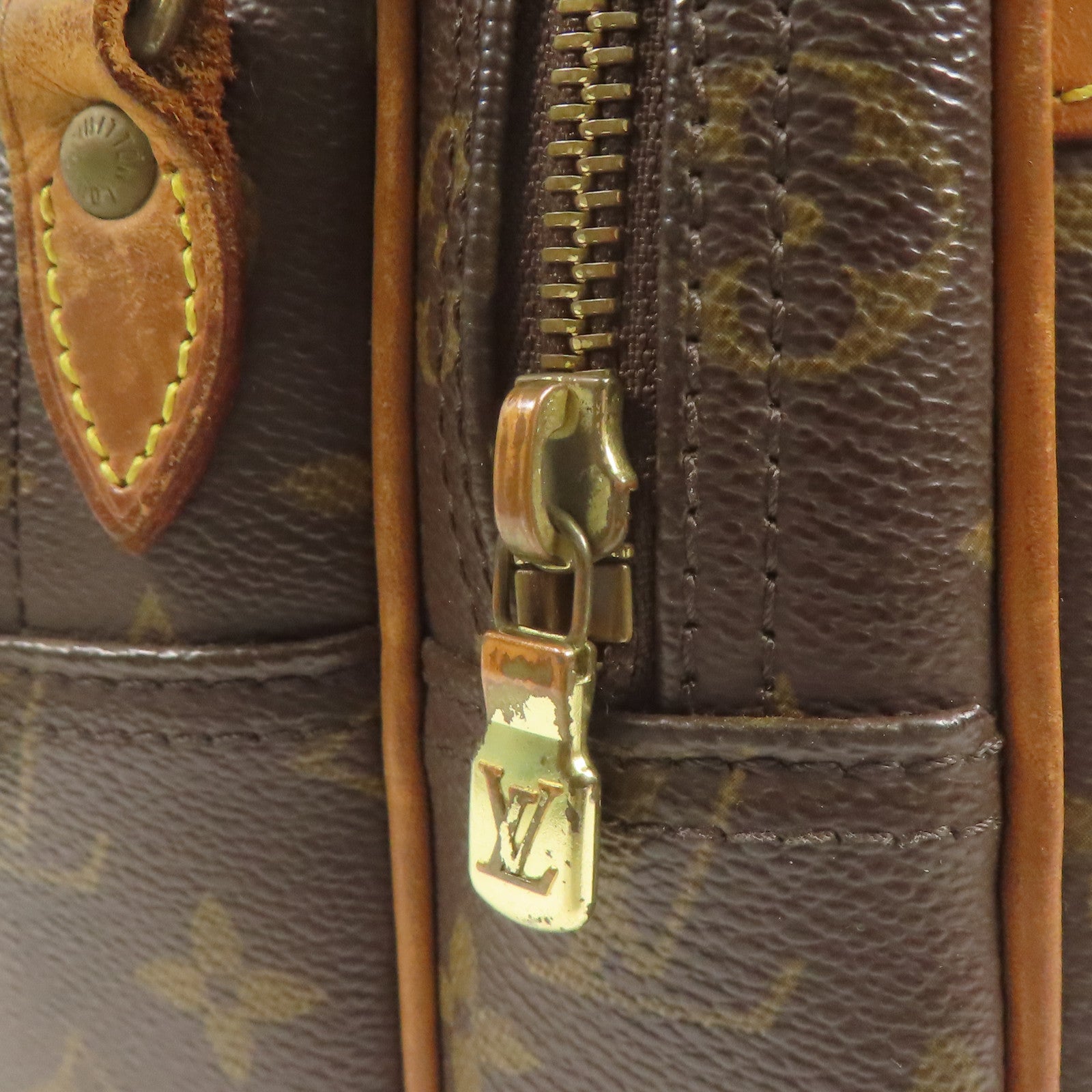 LOUIS VUITTON Monogram Reporter PM金扣肩背袋棕色
