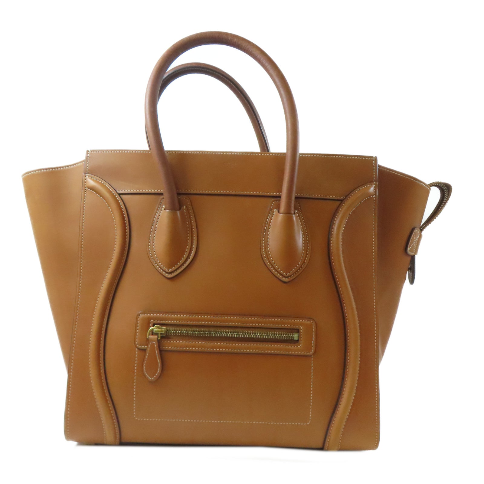 CELINE 牛皮皮革Luggage金扣手挽袋啡色