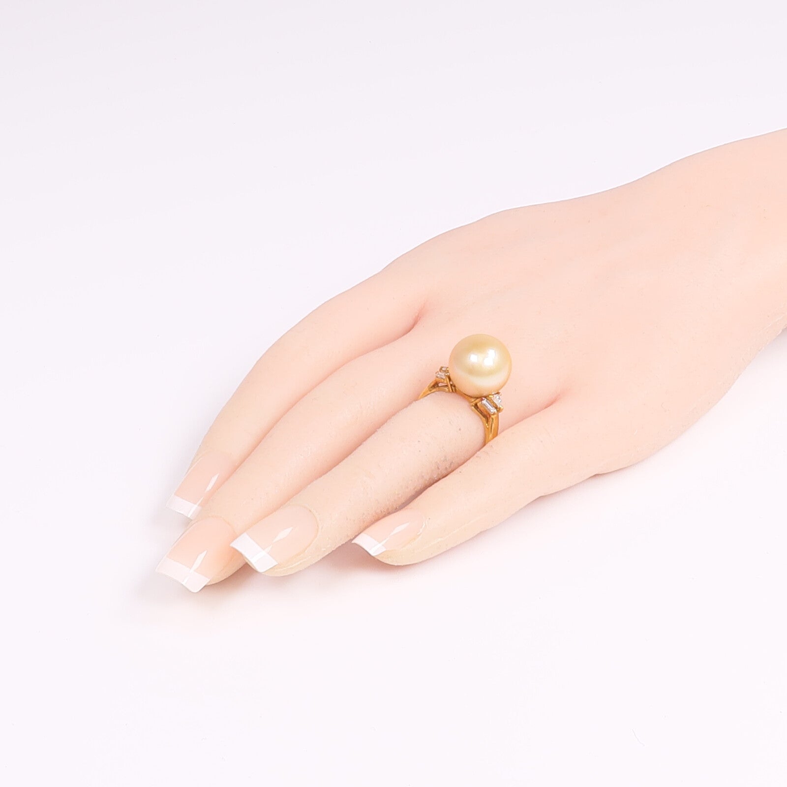 JEWELRY 18K黃金Pearl Diamond Ring珍珠/鑽石戒指US#7