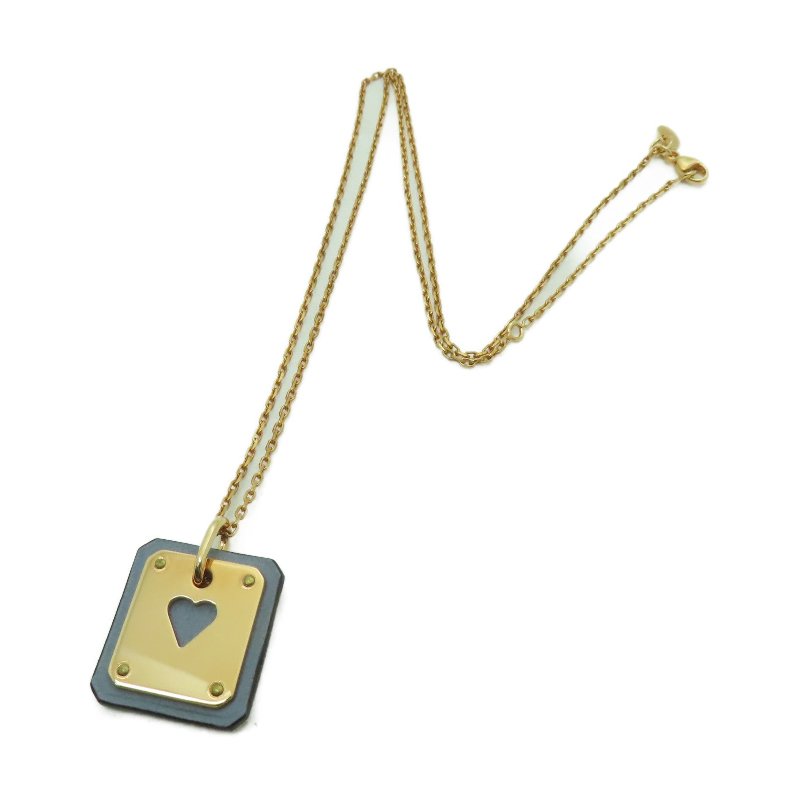 HERMES 【激減優惠】金屬As De Coeur Pendant項鍊藍色/金色