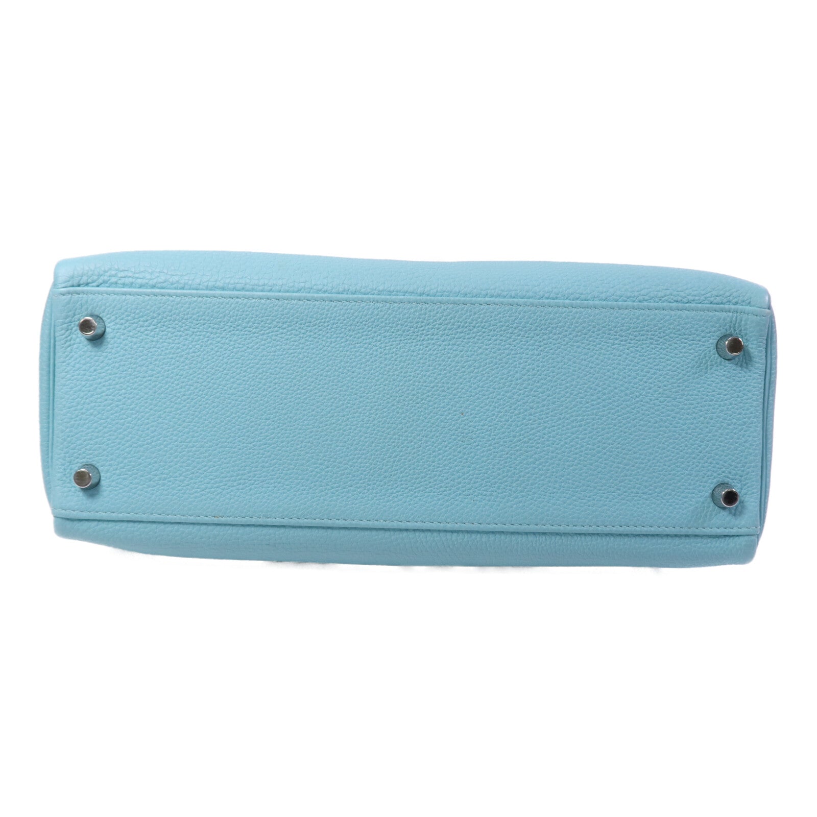 HERMES Clemence皮革Kelly 32手挽肩背兩用袋Bleu Atoll
