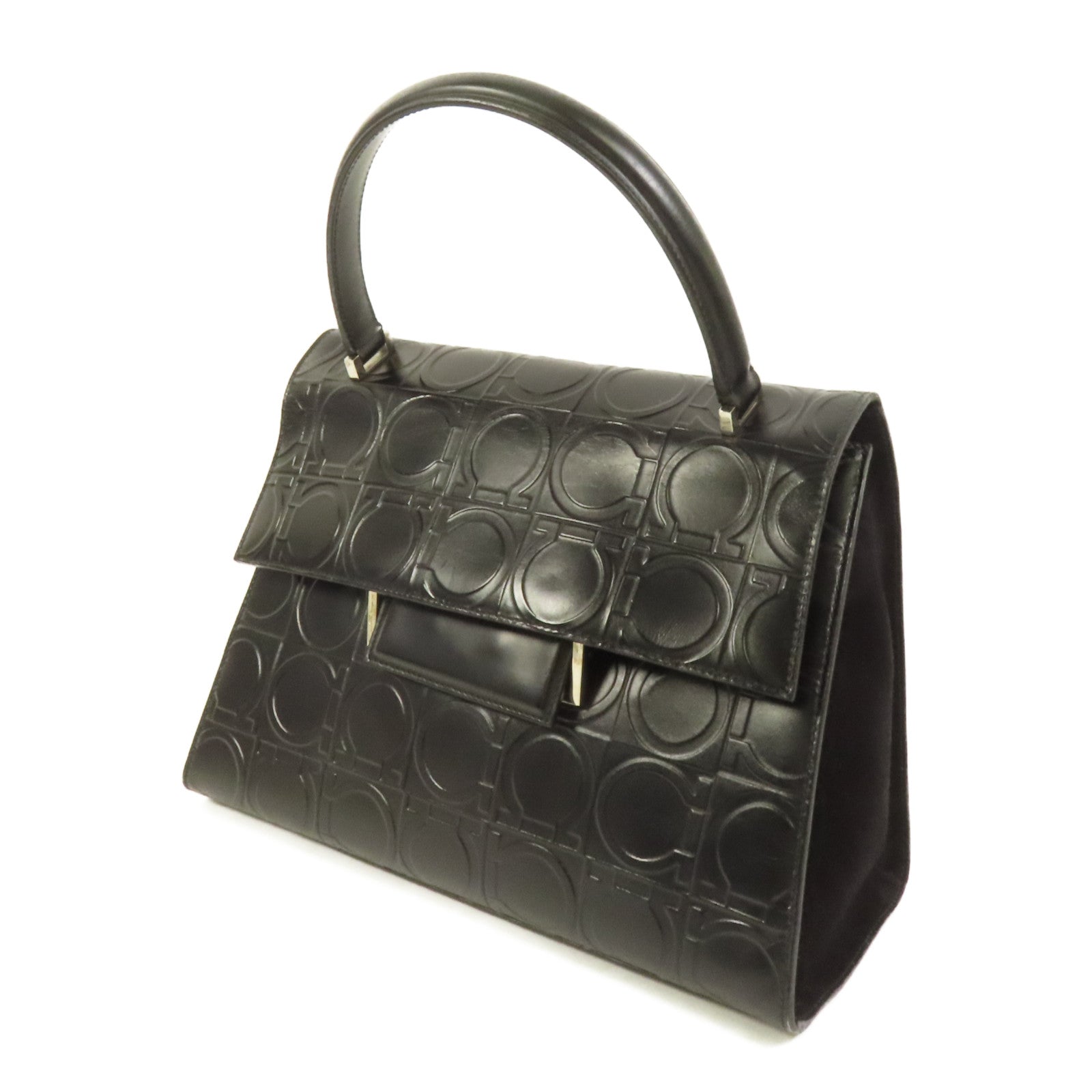 Salvatore Ferragamo 牛皮皮革Gancini Hand Bag銀扣手挽袋