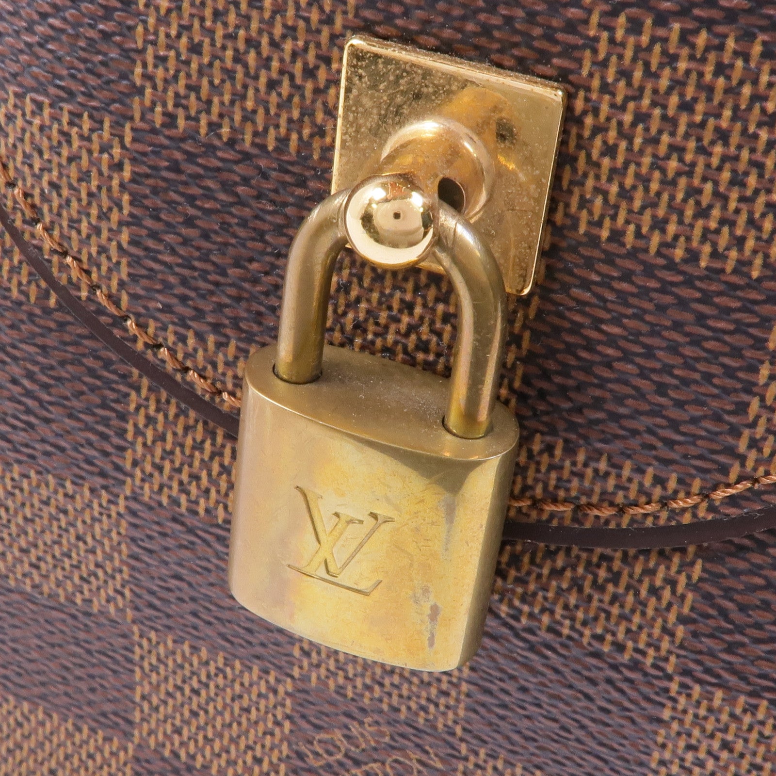 LOUIS VUITTON Damier Duomo金扣手挽袋棕色