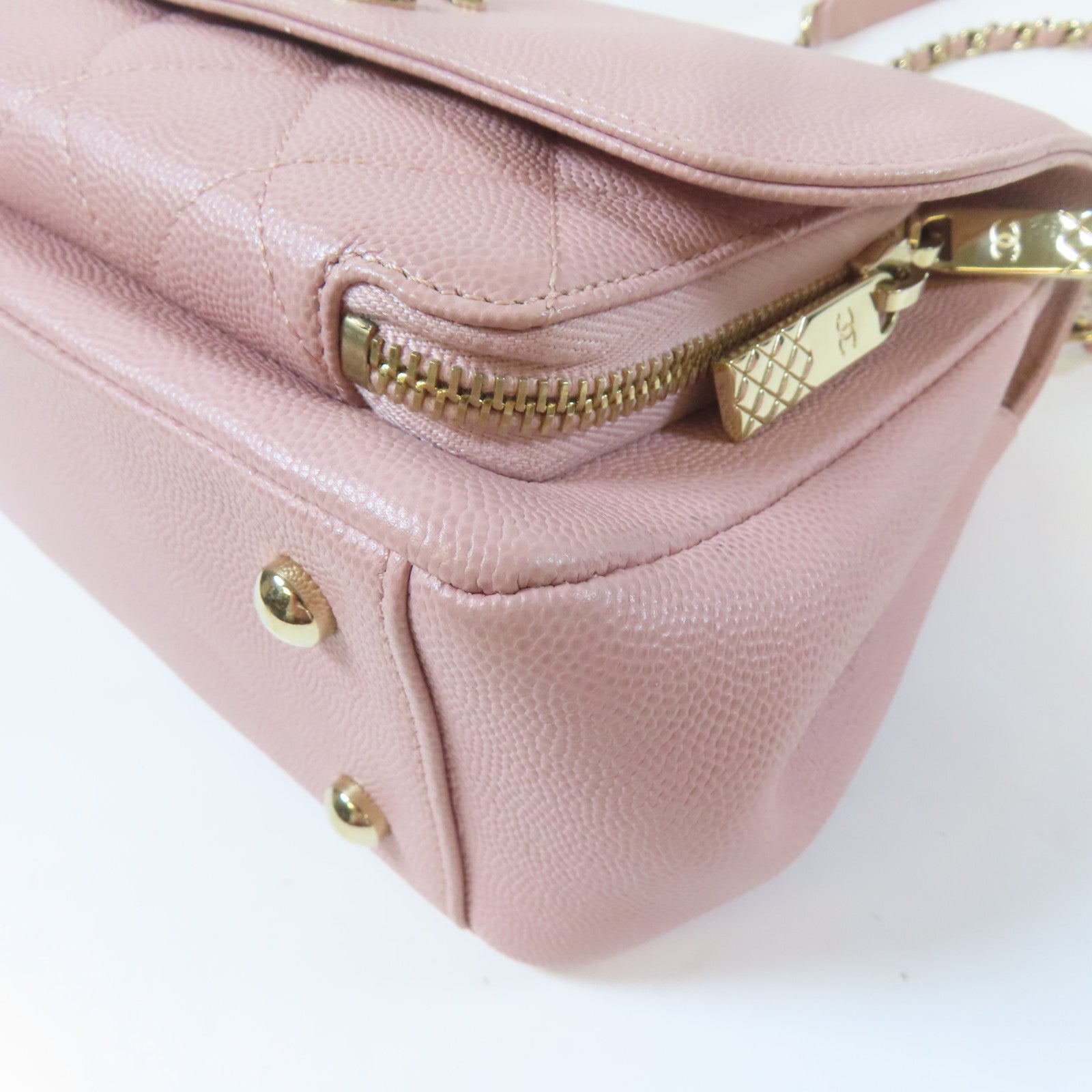 CHANEL 【激減優惠】Caviar皮革Matelasse Chain Shoulder Bag金扣手挽肩背兩用袋粉紅色