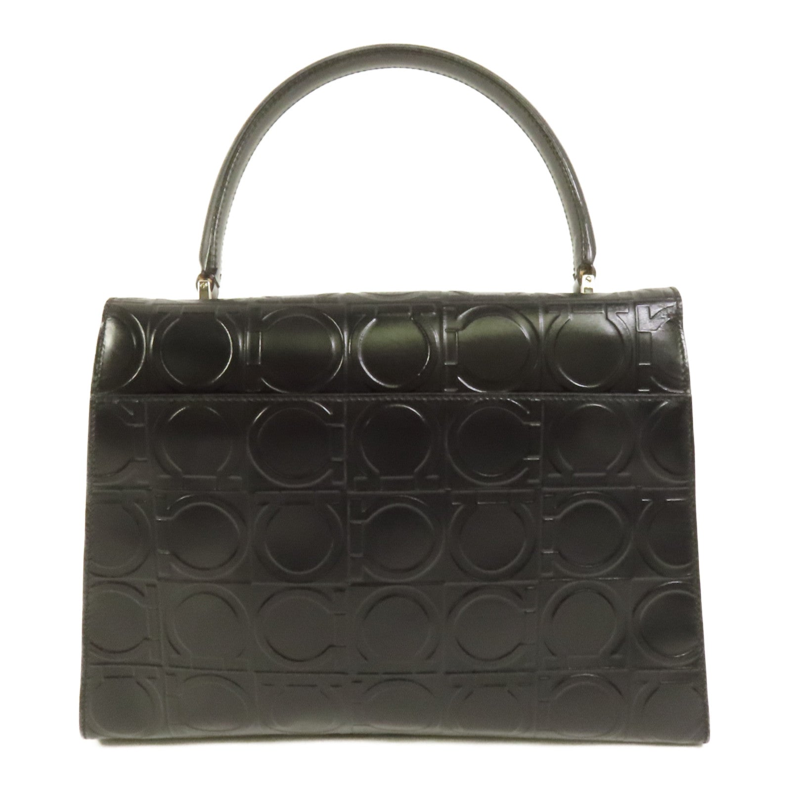 Salvatore Ferragamo 牛皮皮革Gancini Hand Bag銀扣手挽袋