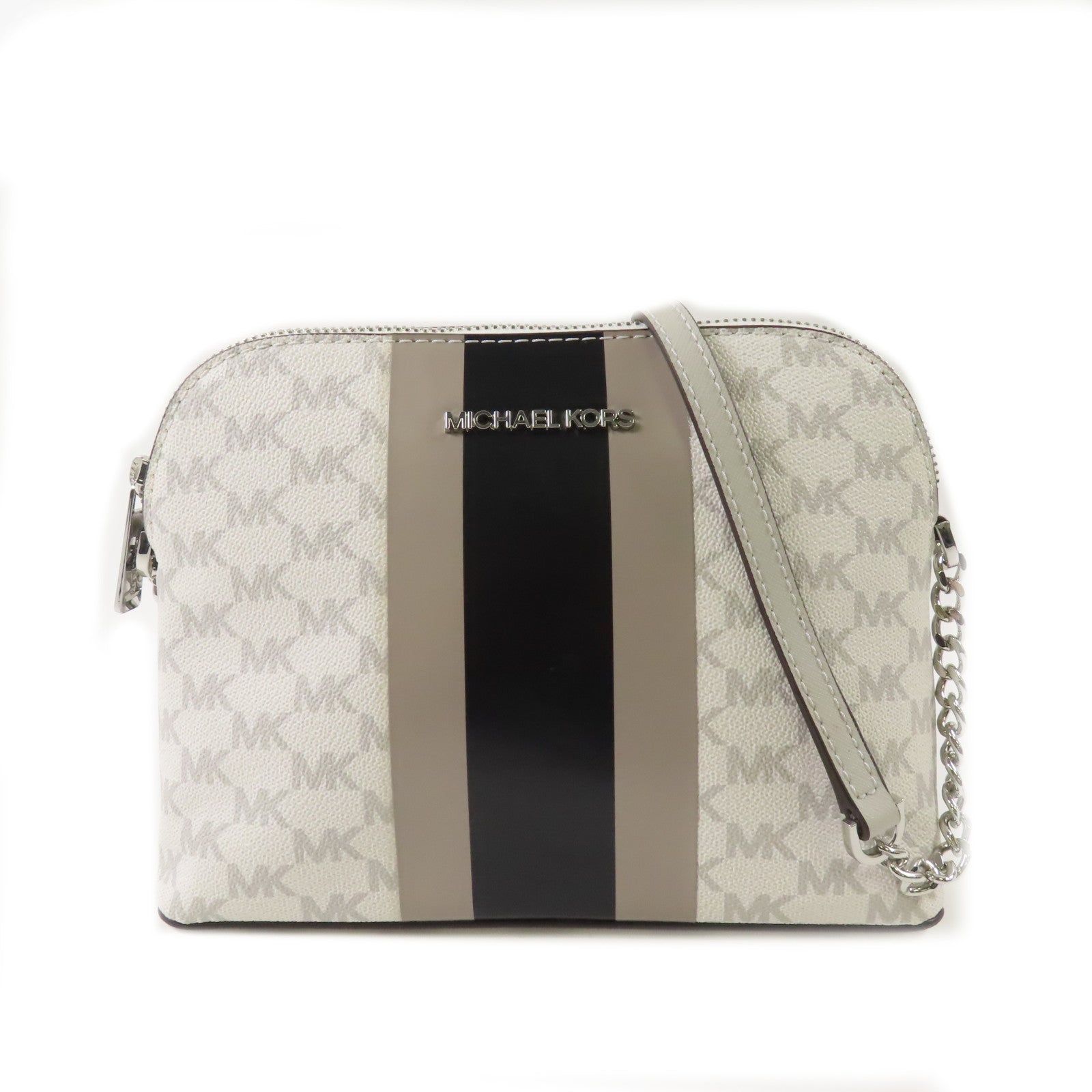 Michael Kors SHW Chain Shoulder Bag 38TOCIJC3V PVC Coated Canvas White