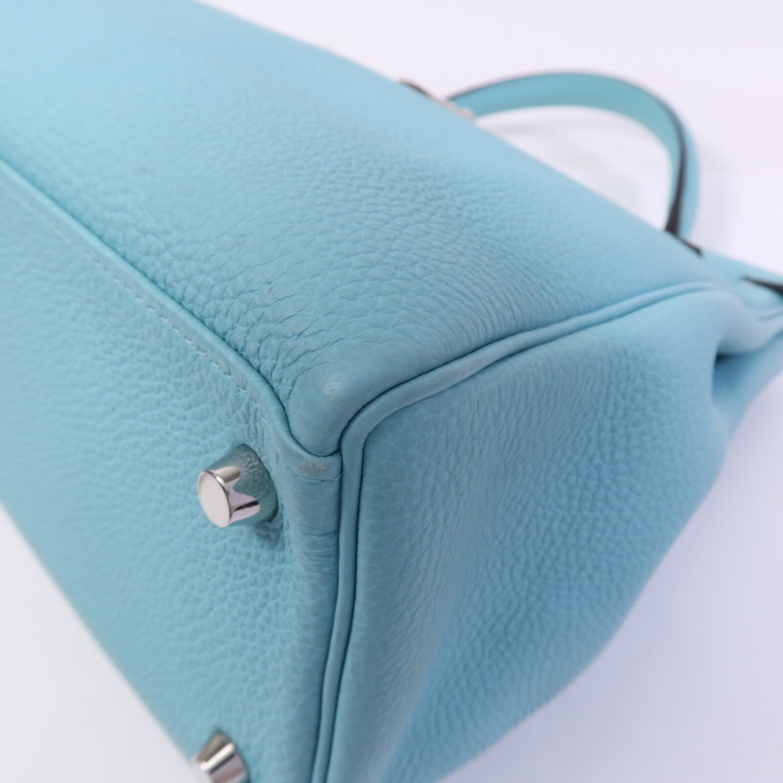 HERMES Clemence皮革Kelly 32手挽肩背兩用袋Bleu Atoll