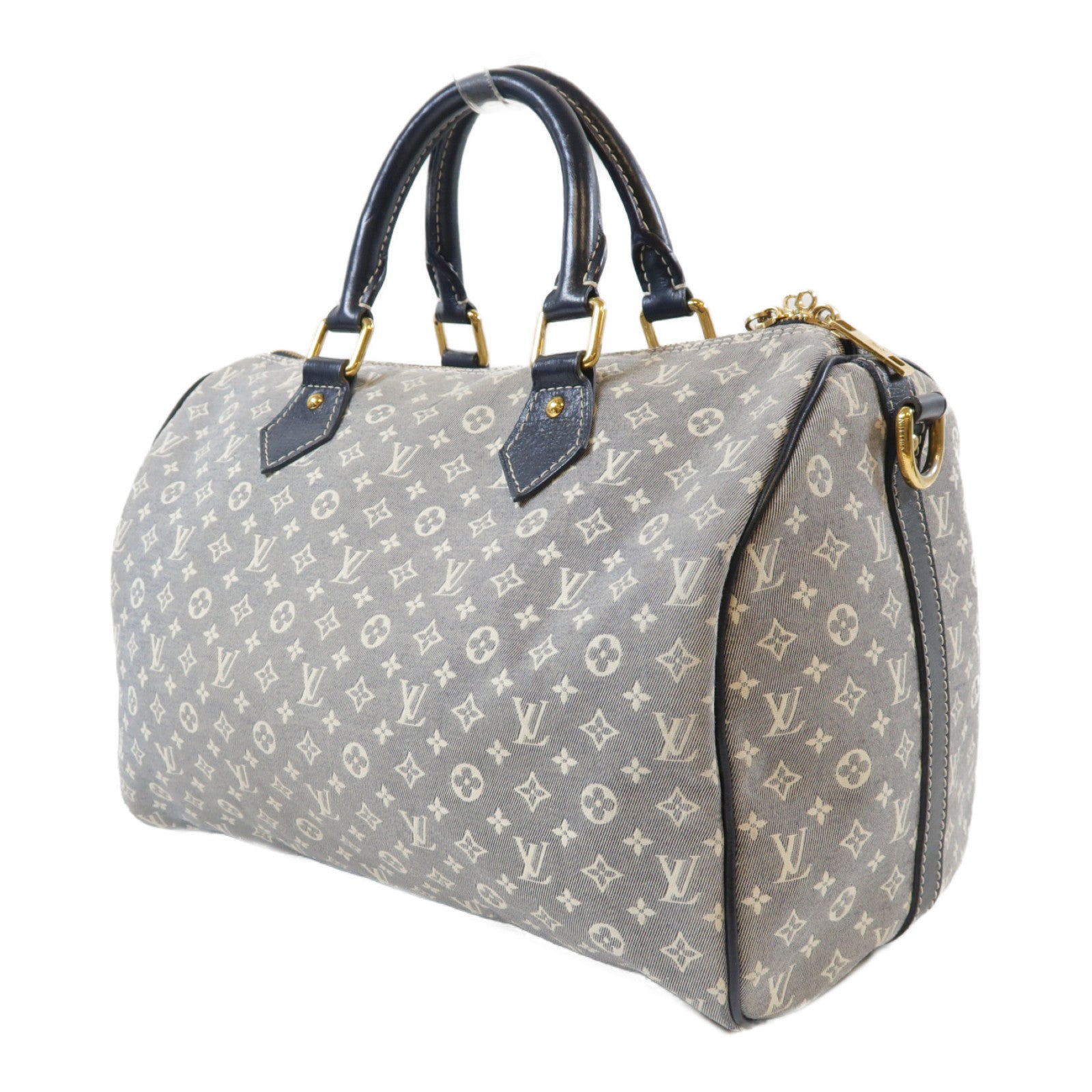 LOUIS VUITTON Monogram Idylle Speedy金扣手挽肩背兩用袋灰色/藍色