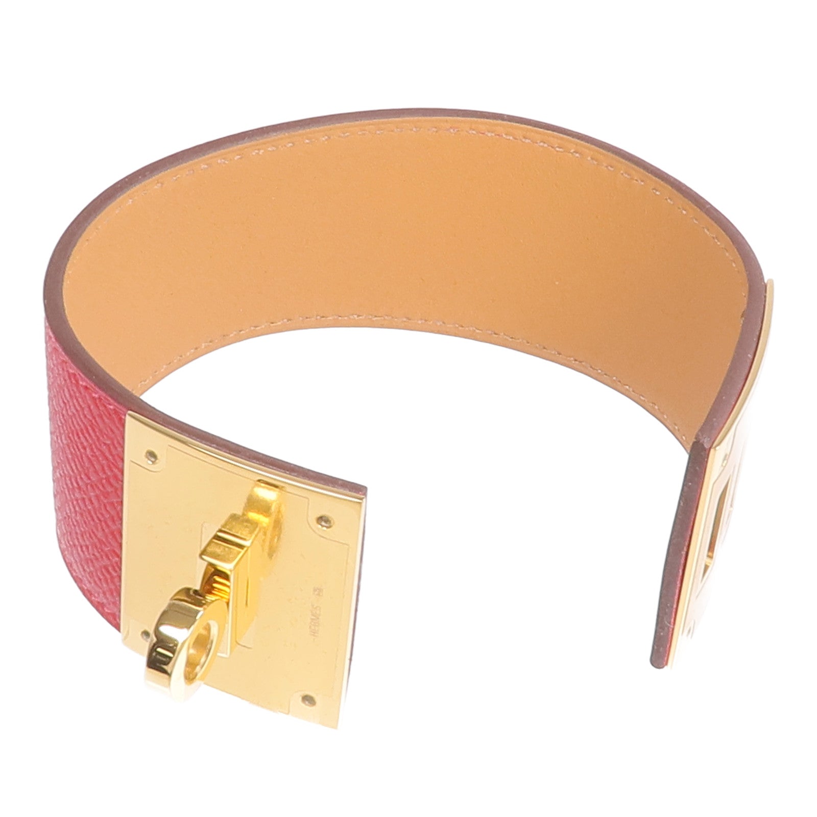 HERMES Epsom皮革Kelly Dog Bracelet手帶Rouge Casaque