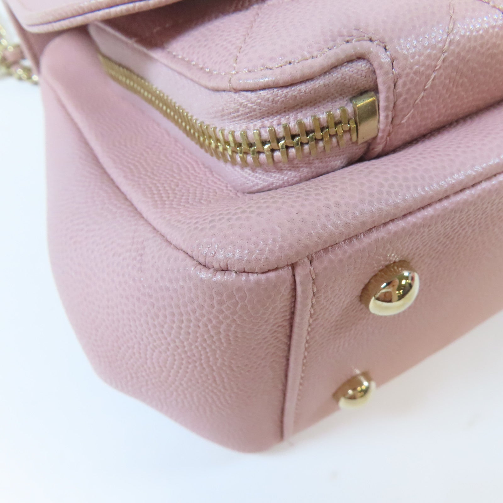 CHANEL 【激減優惠】Caviar皮革Matelasse Chain Shoulder Bag金扣手挽肩背兩用袋粉紅色