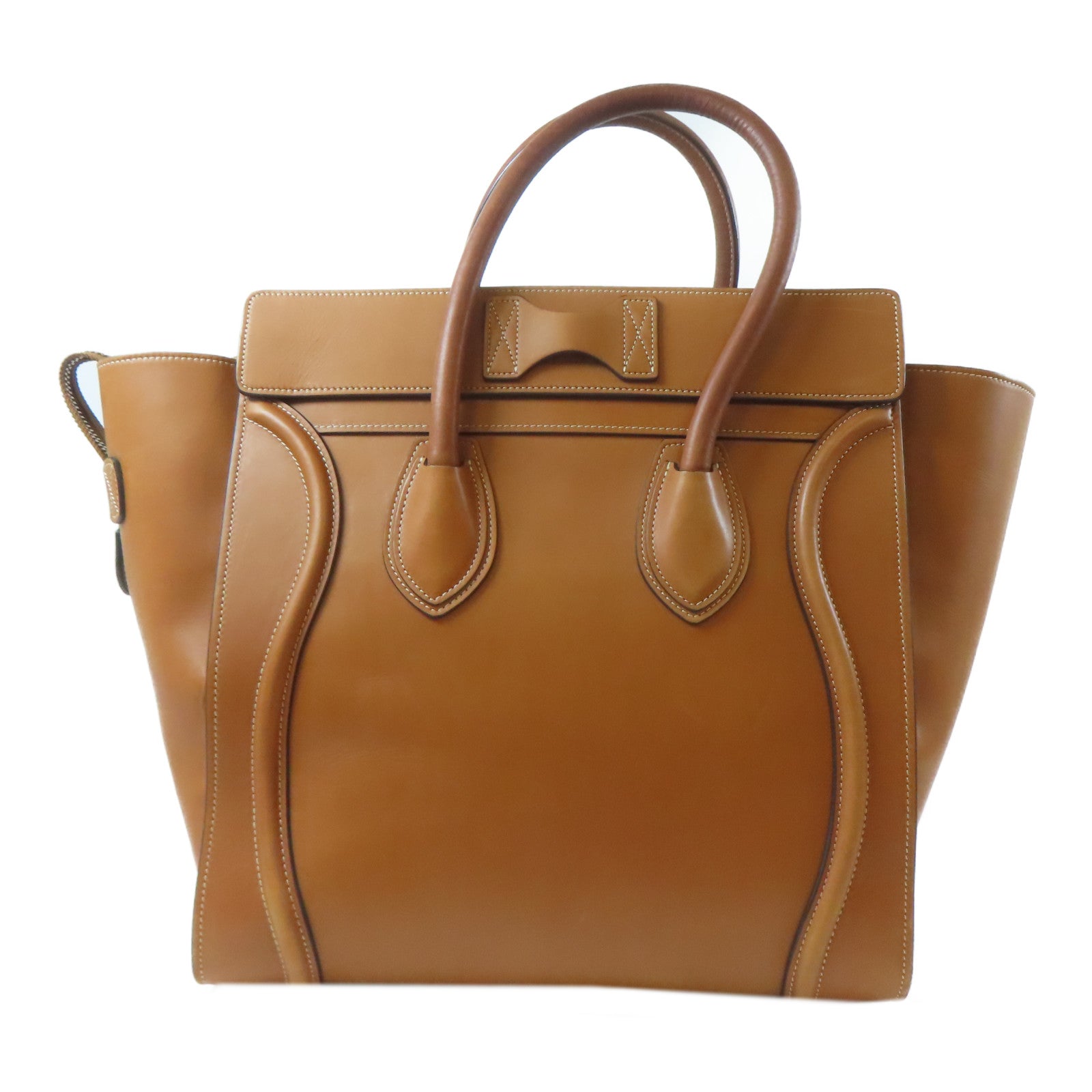 CELINE 牛皮皮革Luggage金扣手挽袋啡色