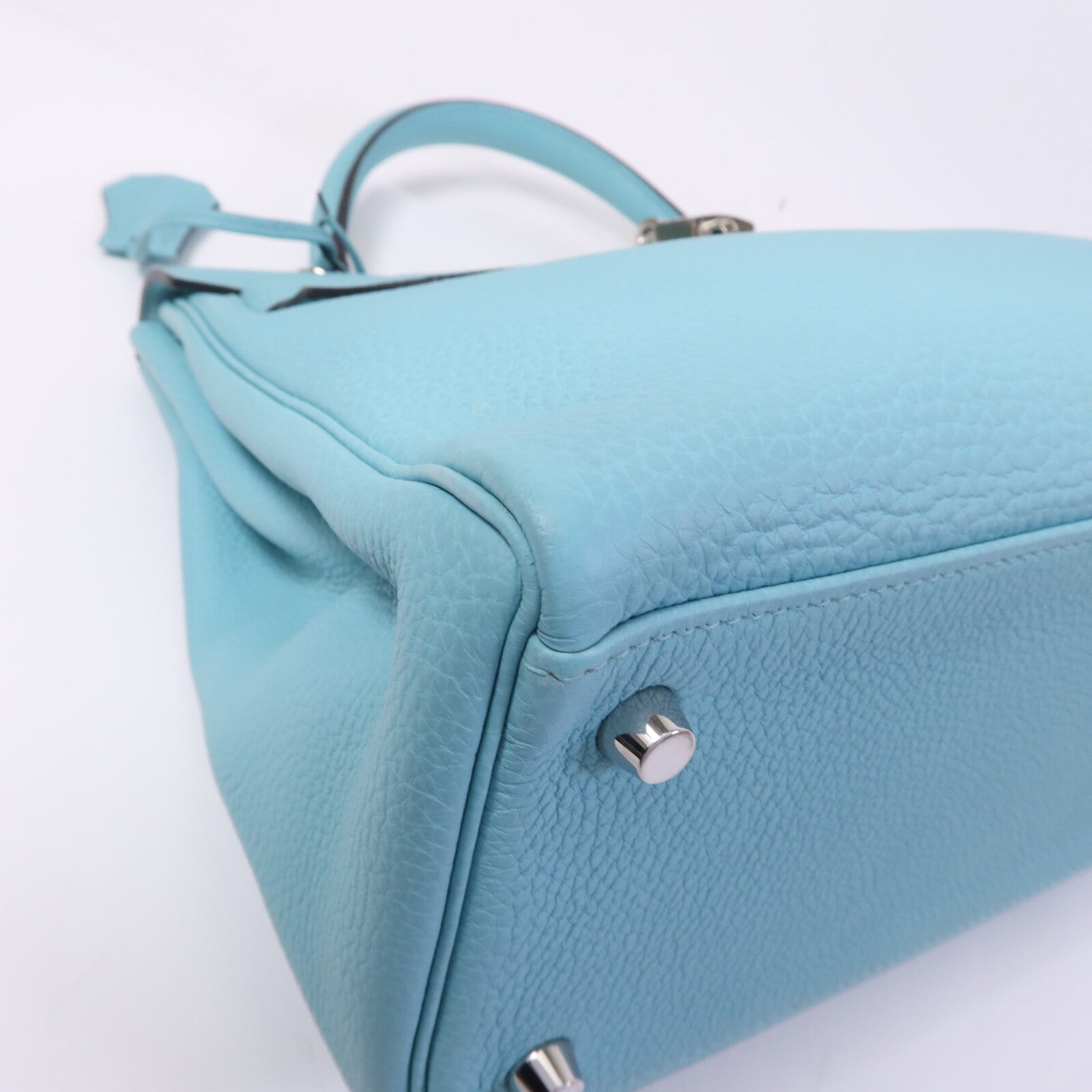 HERMES Clemence皮革Kelly 32手挽肩背兩用袋Bleu Atoll