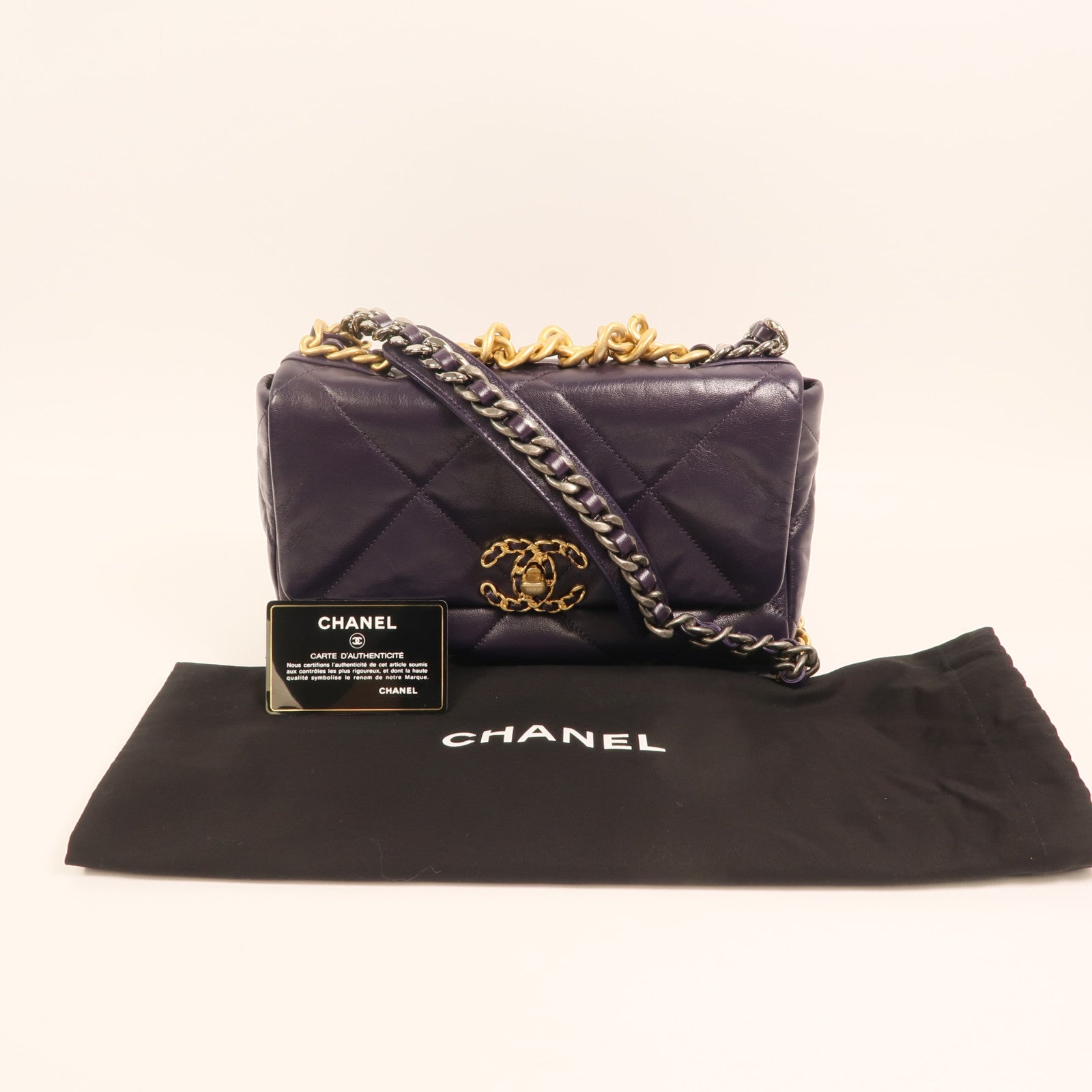 CHANEL 羊皮皮革C19 Small金扣手挽肩背兩用袋
