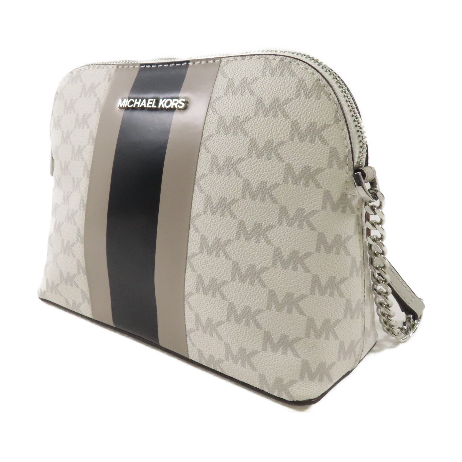 Michael Kors SHW Chain Shoulder Bag 38TOCIJC3V PVC Coated Canvas White