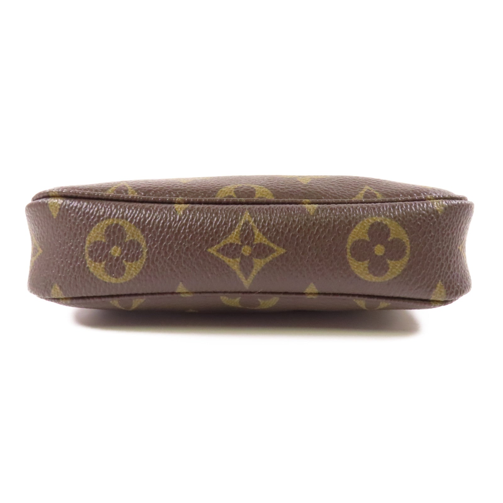LOUIS VUITTON Monogram Mini Pochette Accessoires金扣手挽袋棕色