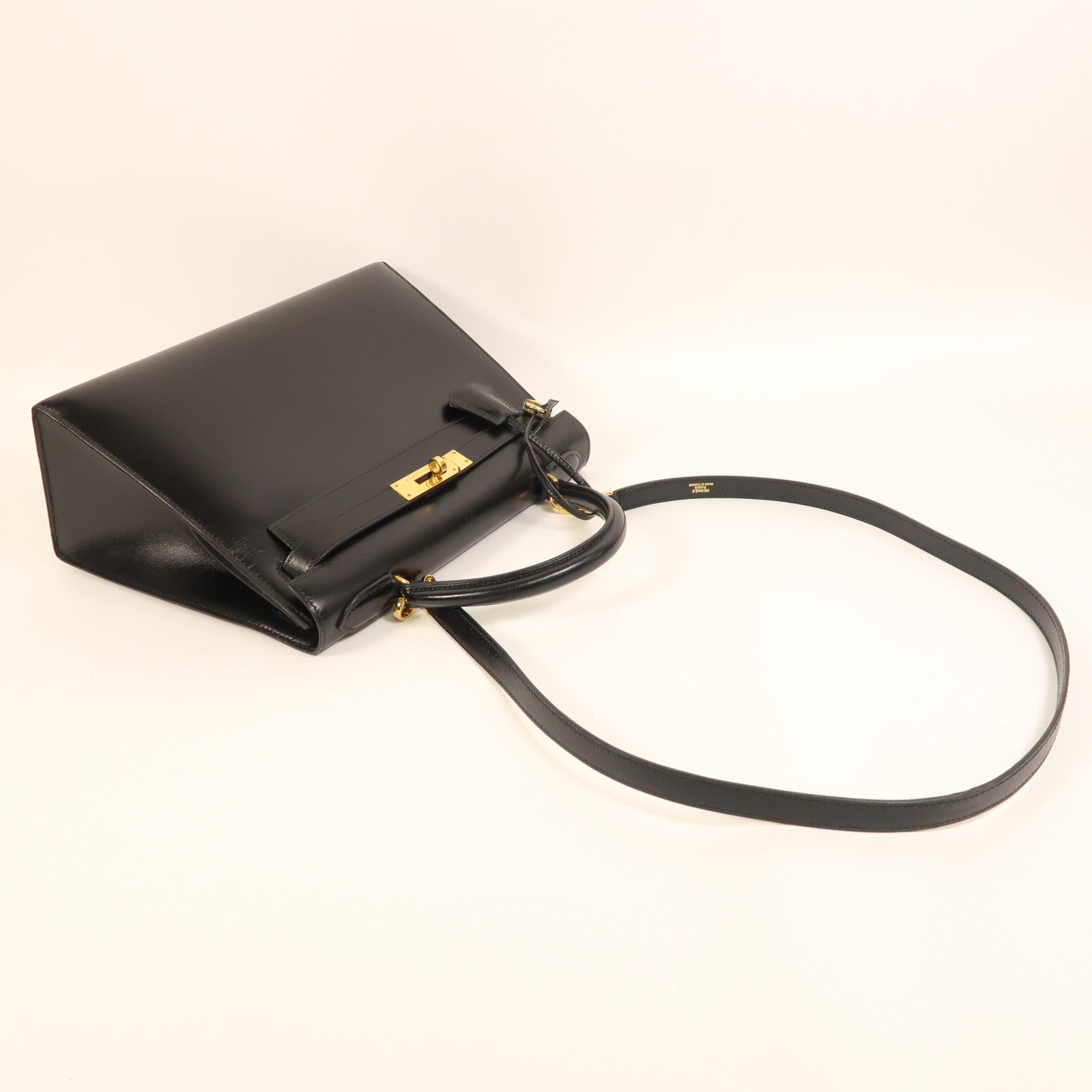 HERMES Box Calf皮革Kelly 28金扣手挽肩背兩用袋