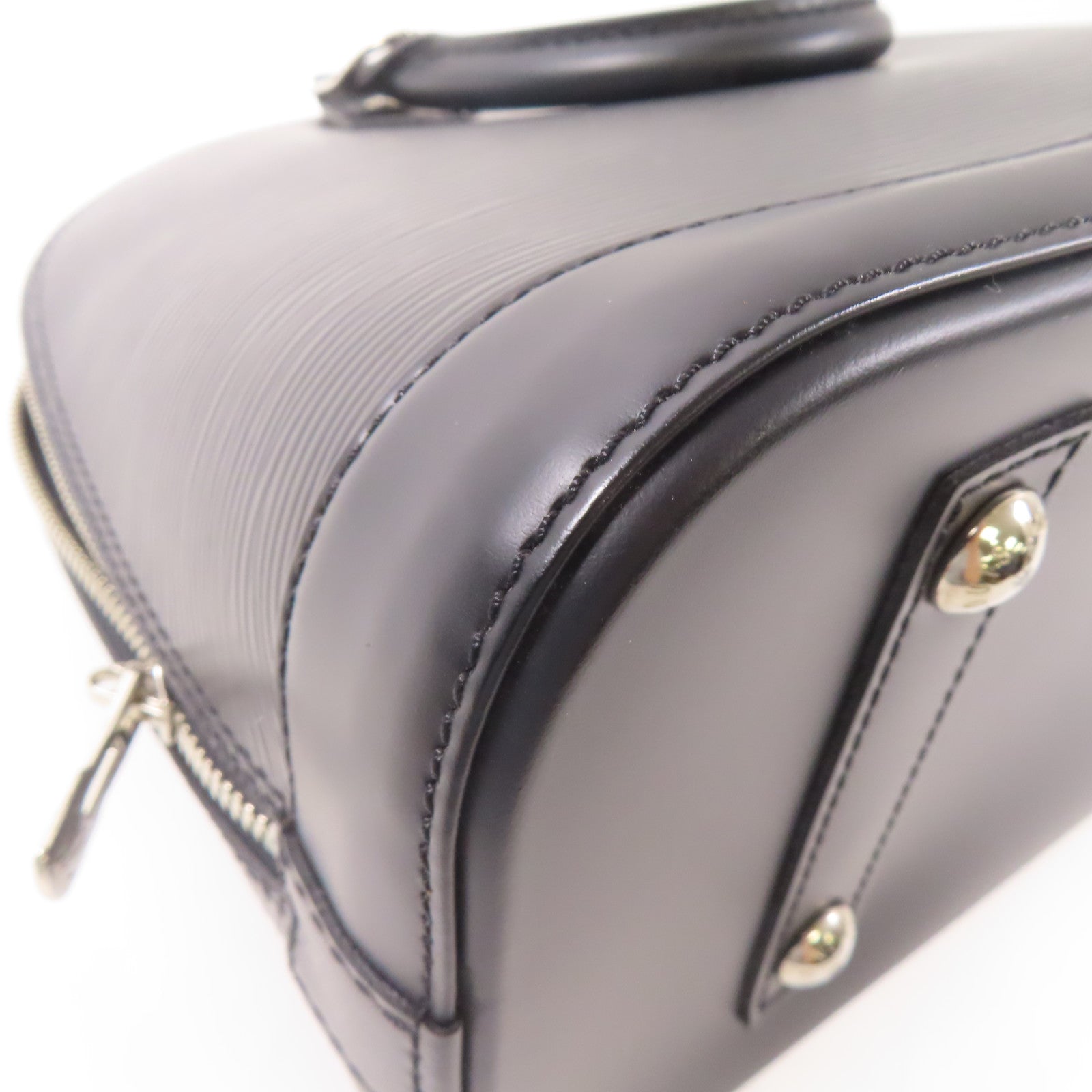 LOUIS VUITTON Epi Alma PM銀扣手挽袋黑色