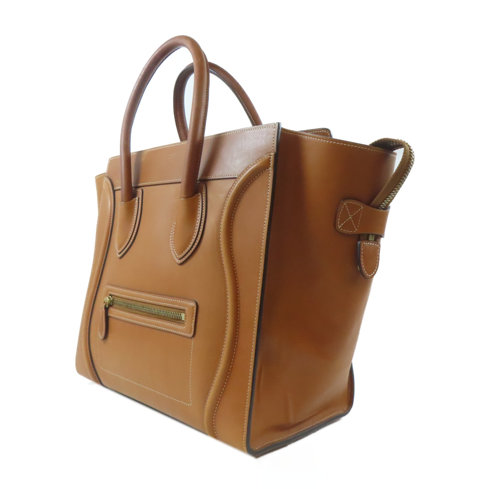 CELINE 牛皮皮革Luggage金扣手挽袋啡色