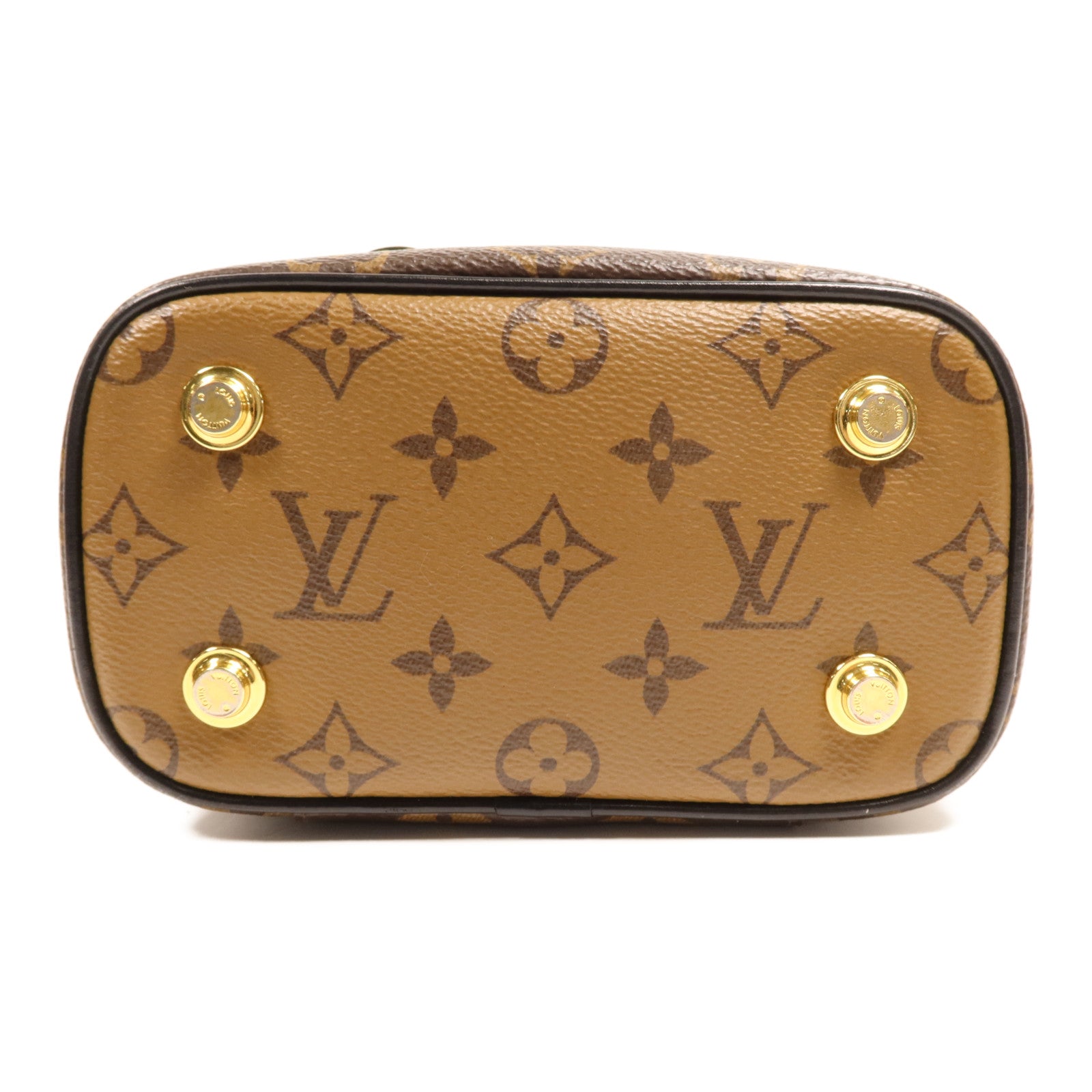 LOUIS VUITTON Monogram Reverse Vanity PM金扣手挽肩背兩用袋棕色