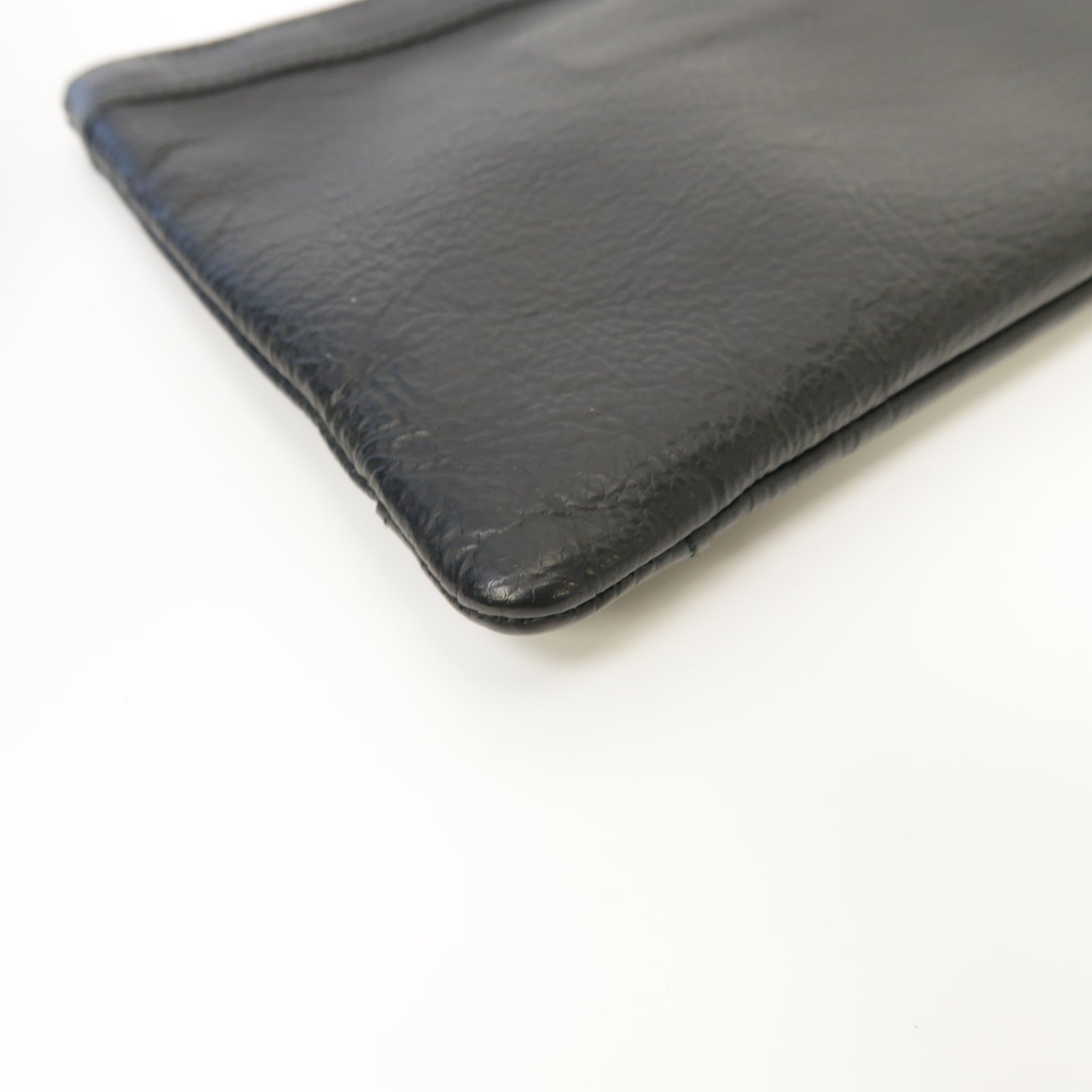 BALENCIAGA 牛皮皮革Clutch Bag銀扣手拿包黒色
