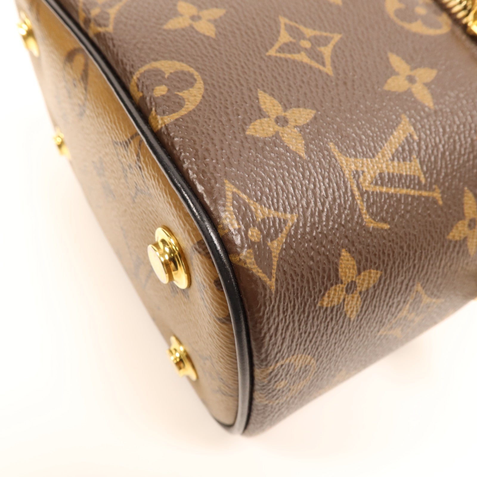LOUIS VUITTON Monogram Reverse Vanity PM金扣手挽肩背兩用袋棕色