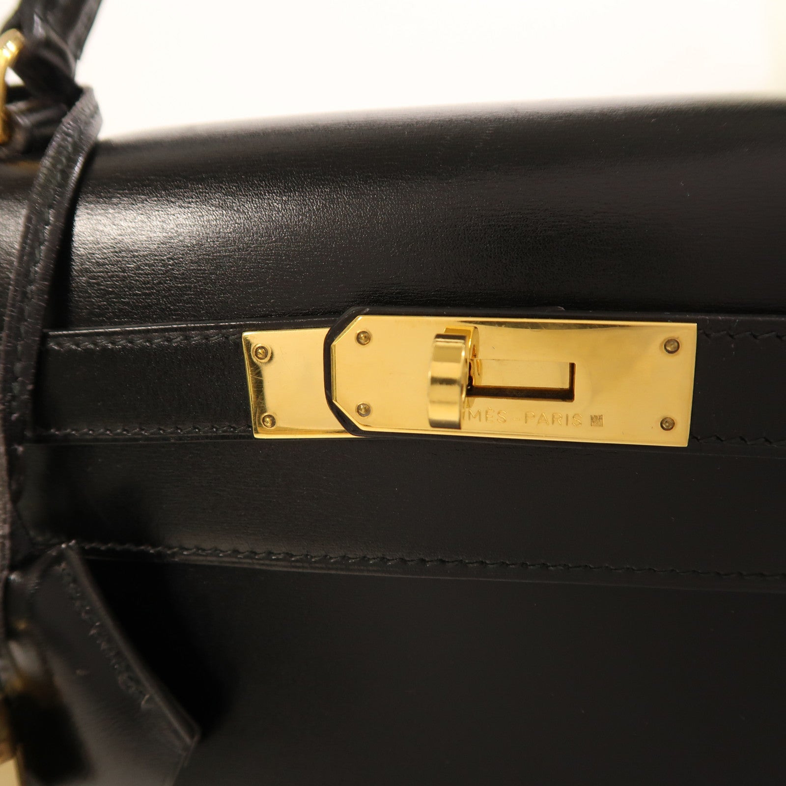 HERMES Box Calf皮革Kelly 28金扣手挽肩背兩用袋