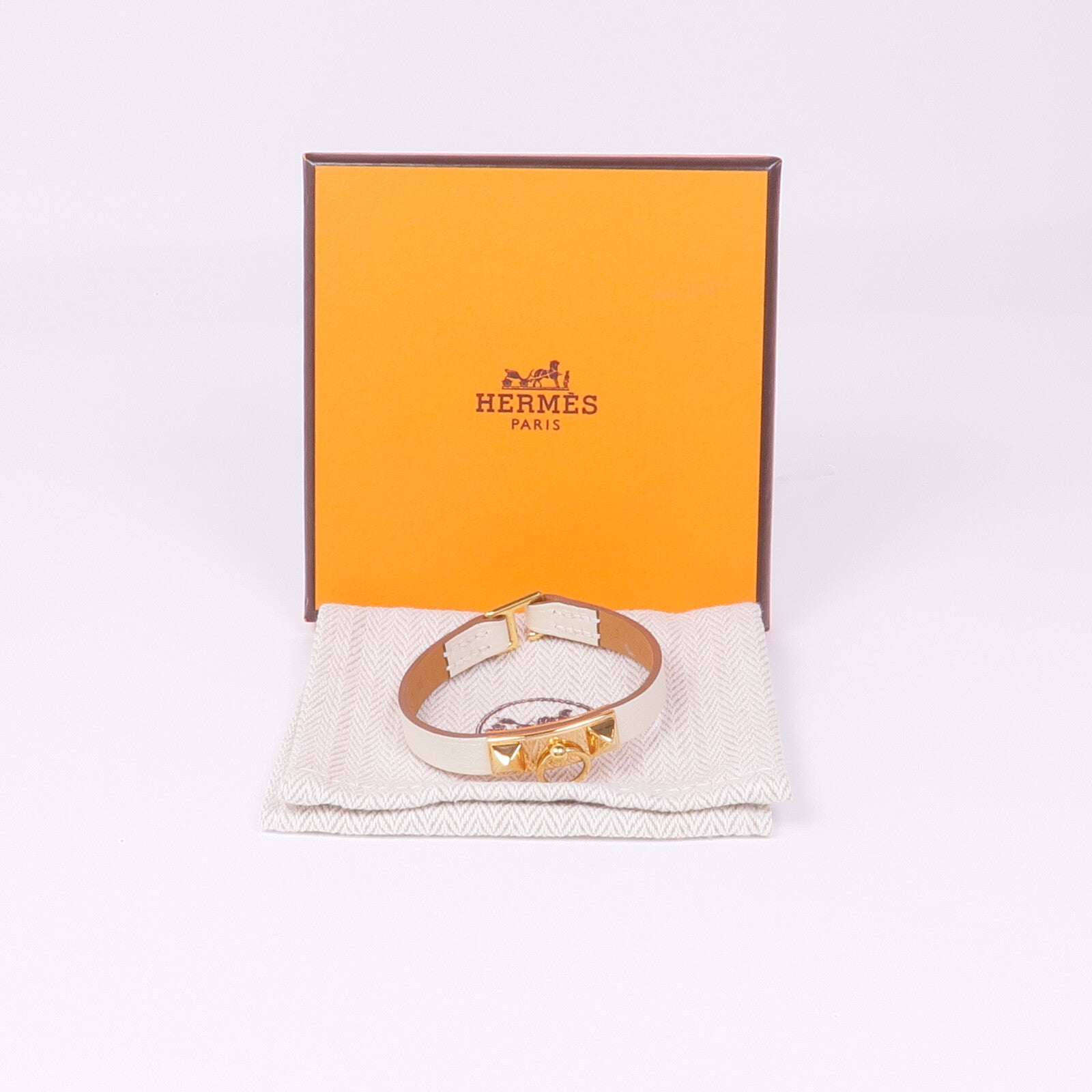 HERMES Swift皮革Rivale Mini Bracelet金扣手帶