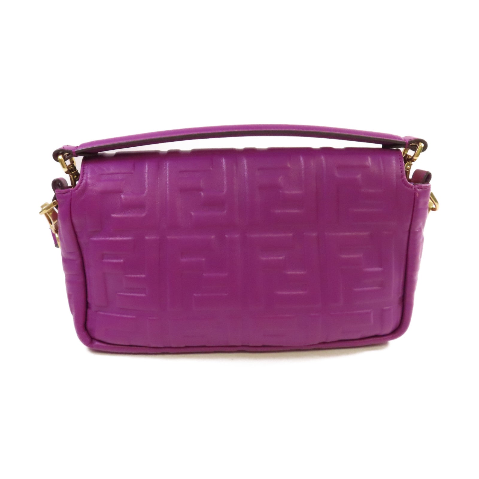 FENDI 牛皮皮革Baguette FF 2way Shoulder Bag金扣手挽肩背兩用袋紫色