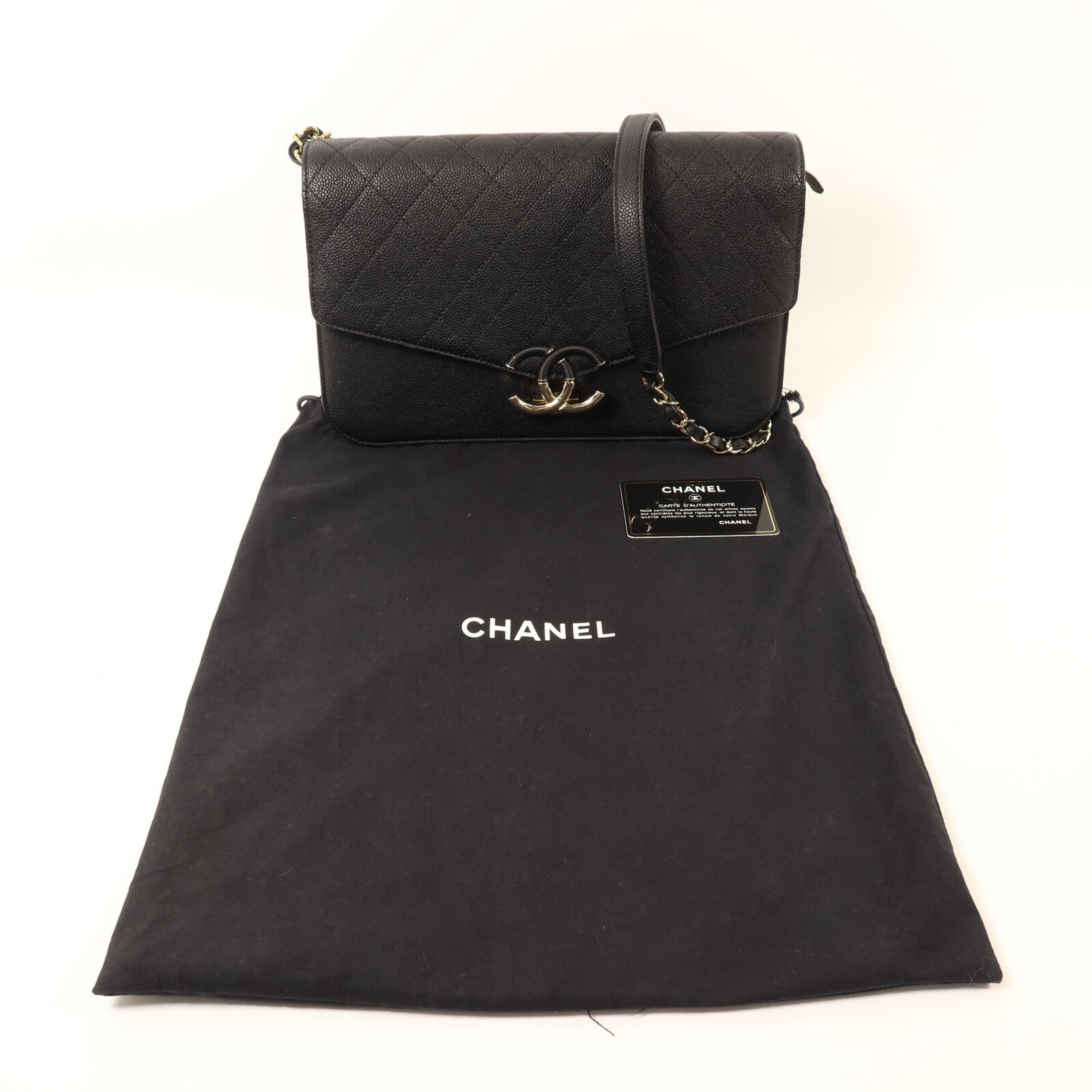 CHANEL 【激減優惠】牛皮皮革Chain Shoulder金扣鏈帶肩背袋