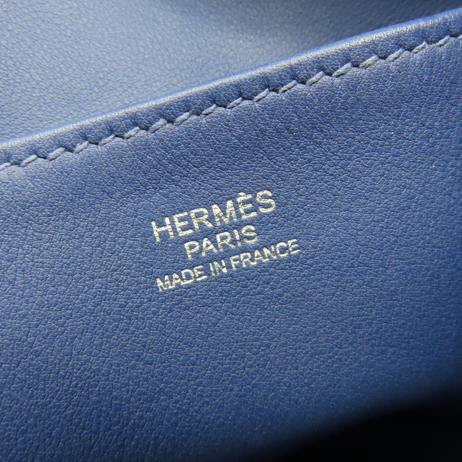 HERMES 【清倉大減價】Evercolor皮革Licol 17肩背袋布頓藍色
