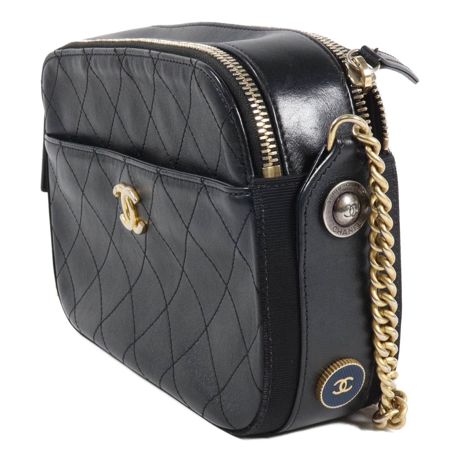CHANEL 牛皮皮革ButtonUp Camera Bag鏈帶肩背袋