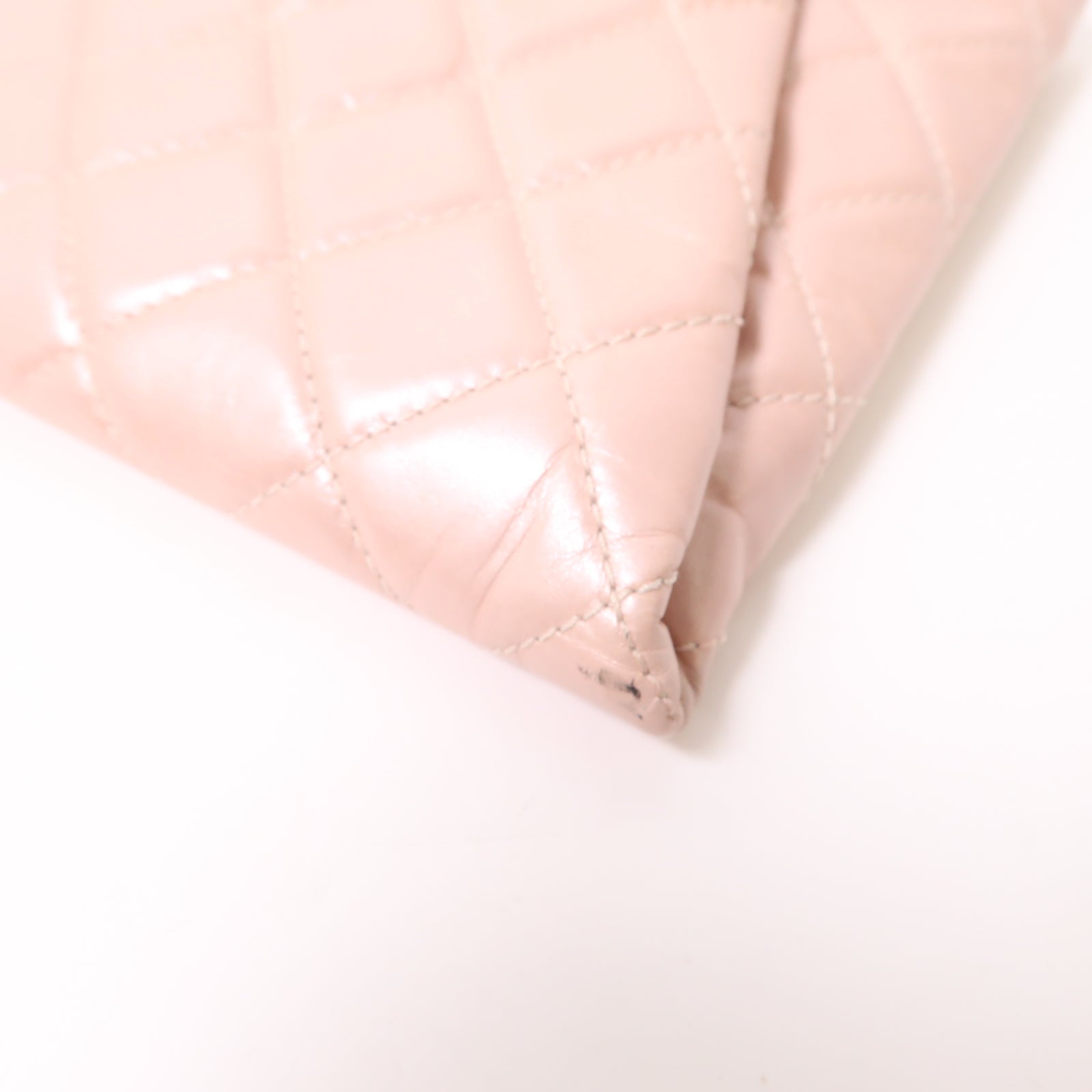 CHANEL 【激減優惠】菱格牛皮皮革Clutch Bag銀扣手拿包粉紅色
