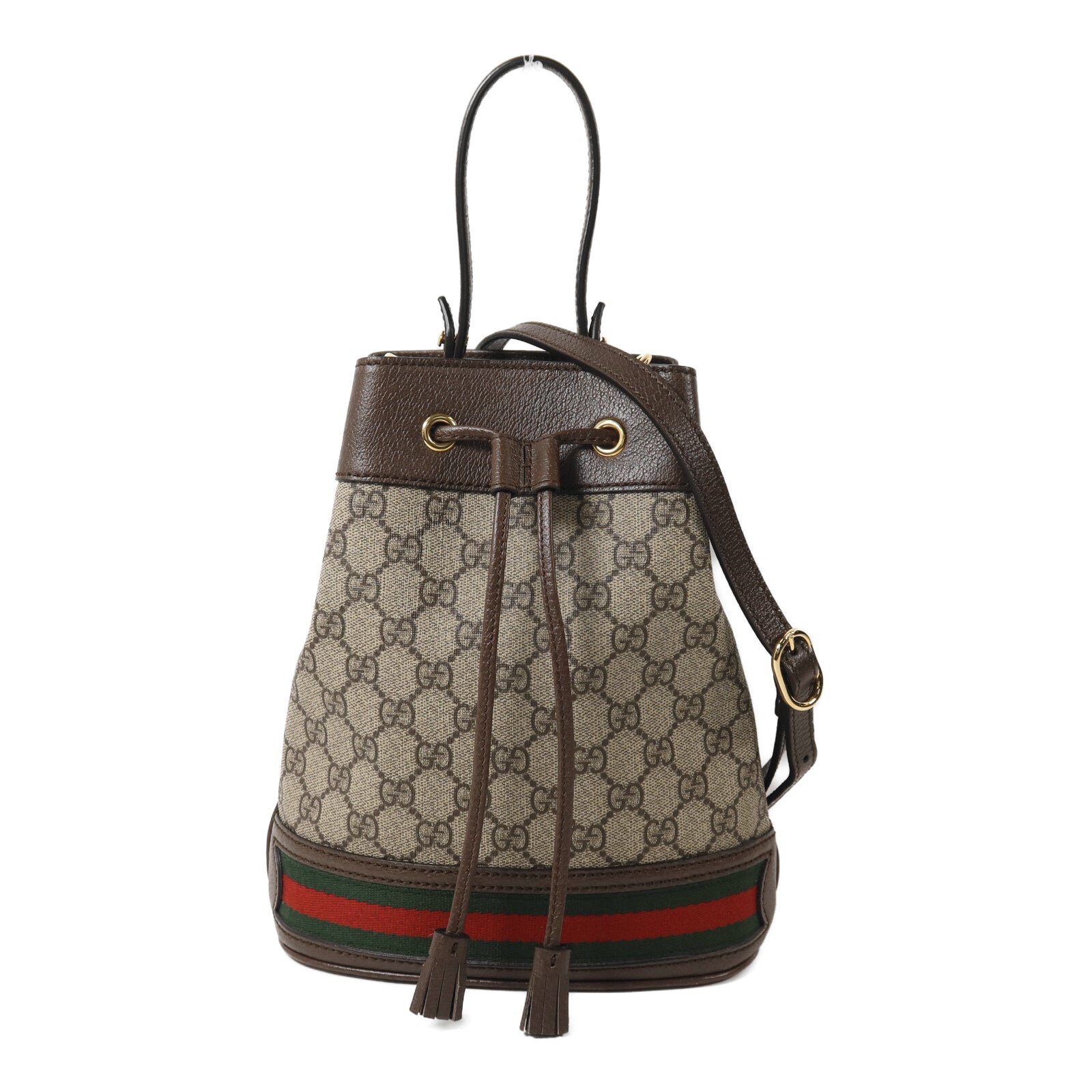 GUCCI 塗層帆布/牛皮皮革Ophidia GG Bucket手挽肩背兩用袋