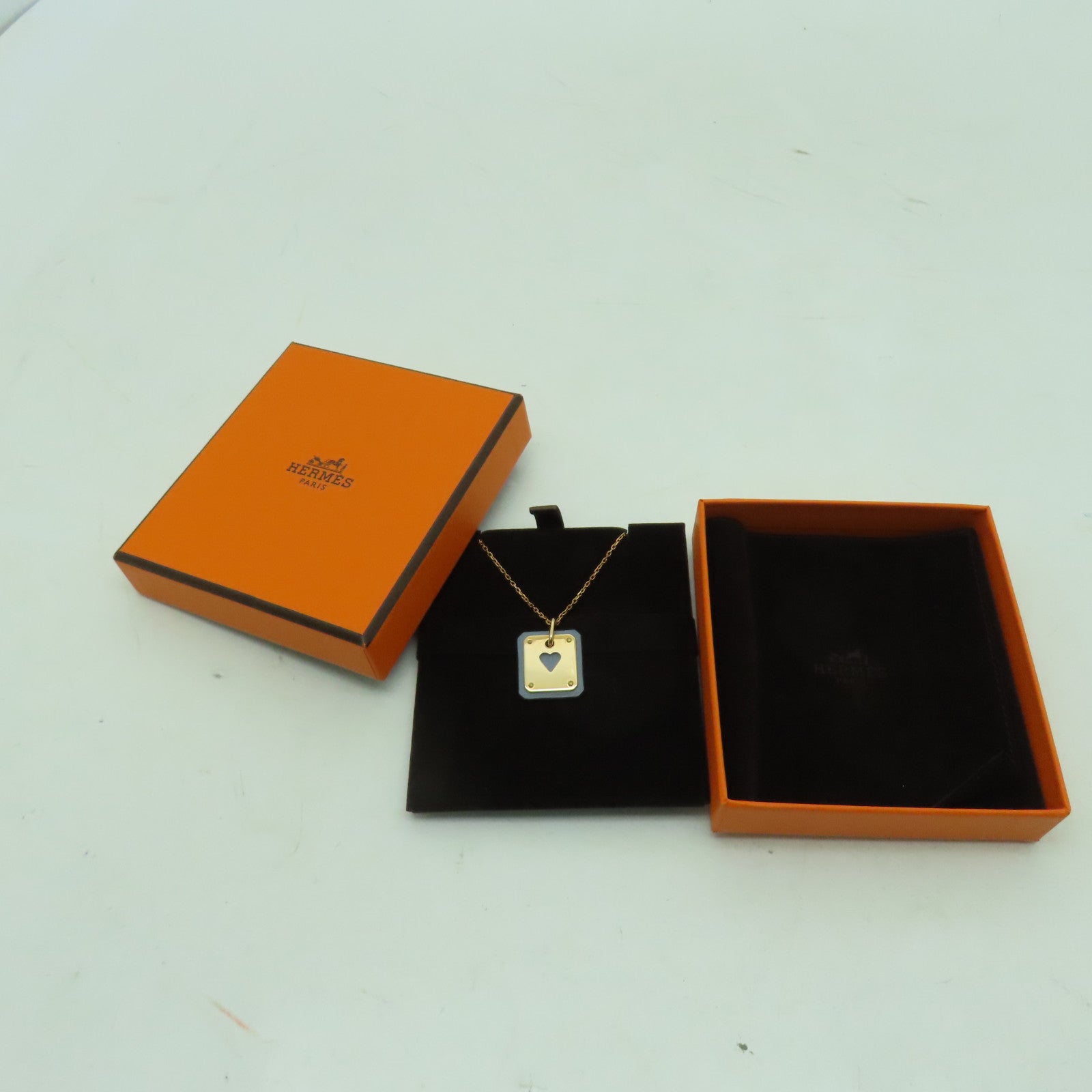 HERMES 【激減優惠】金屬As De Coeur Pendant項鍊藍色/金色