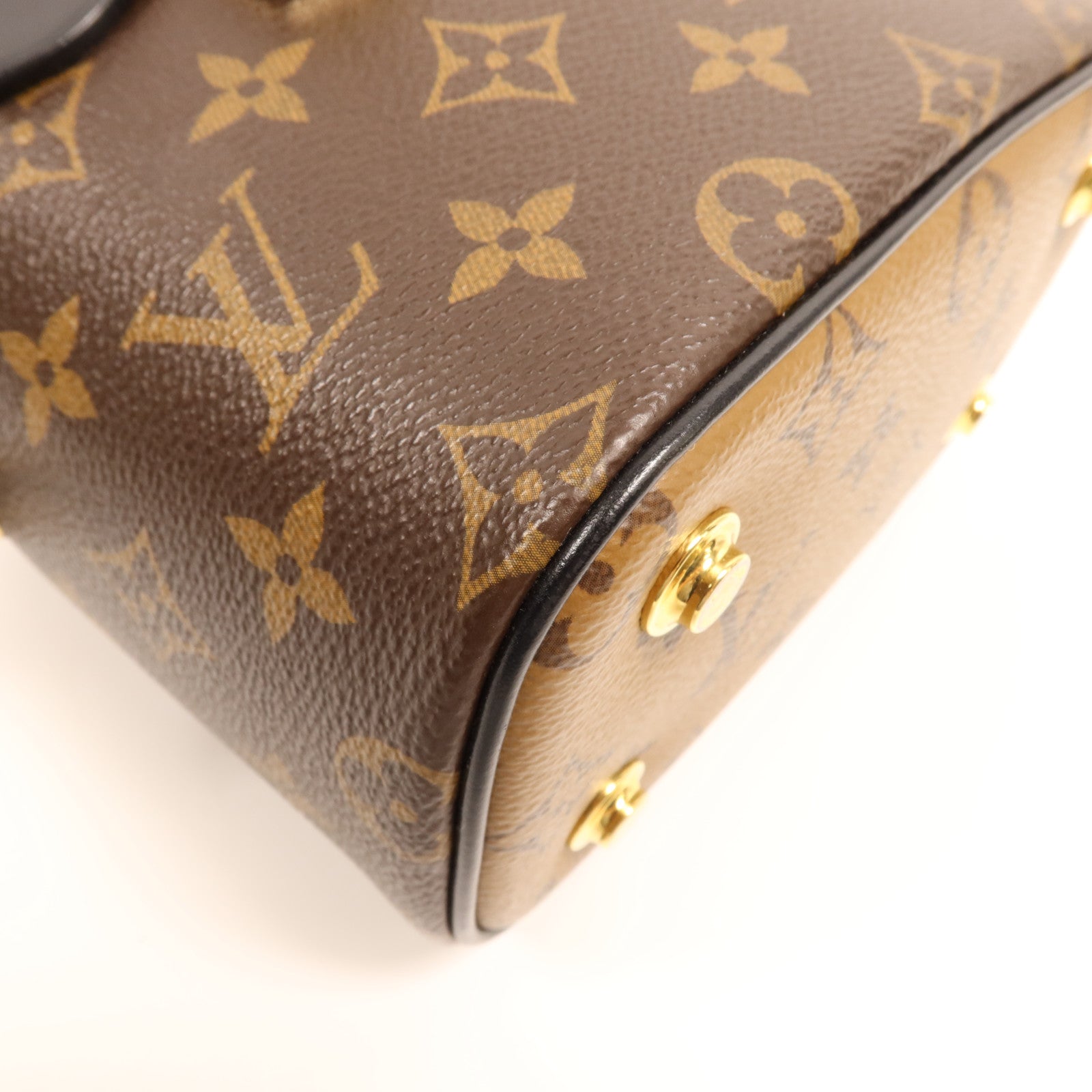 LOUIS VUITTON Monogram Reverse Vanity PM金扣手挽肩背兩用袋棕色