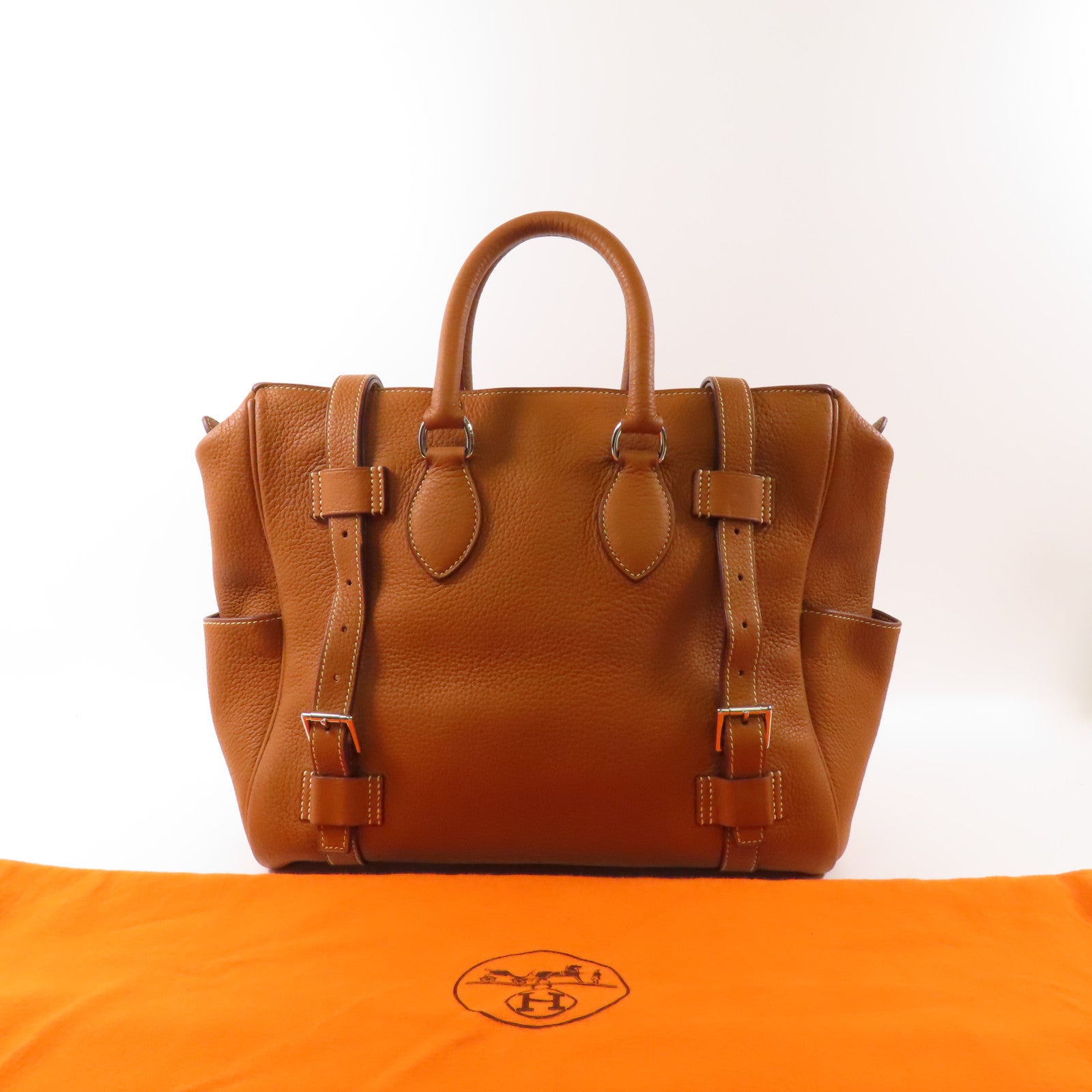 HERMES Clemence皮革Pursangle 31銀扣手挽袋Gold