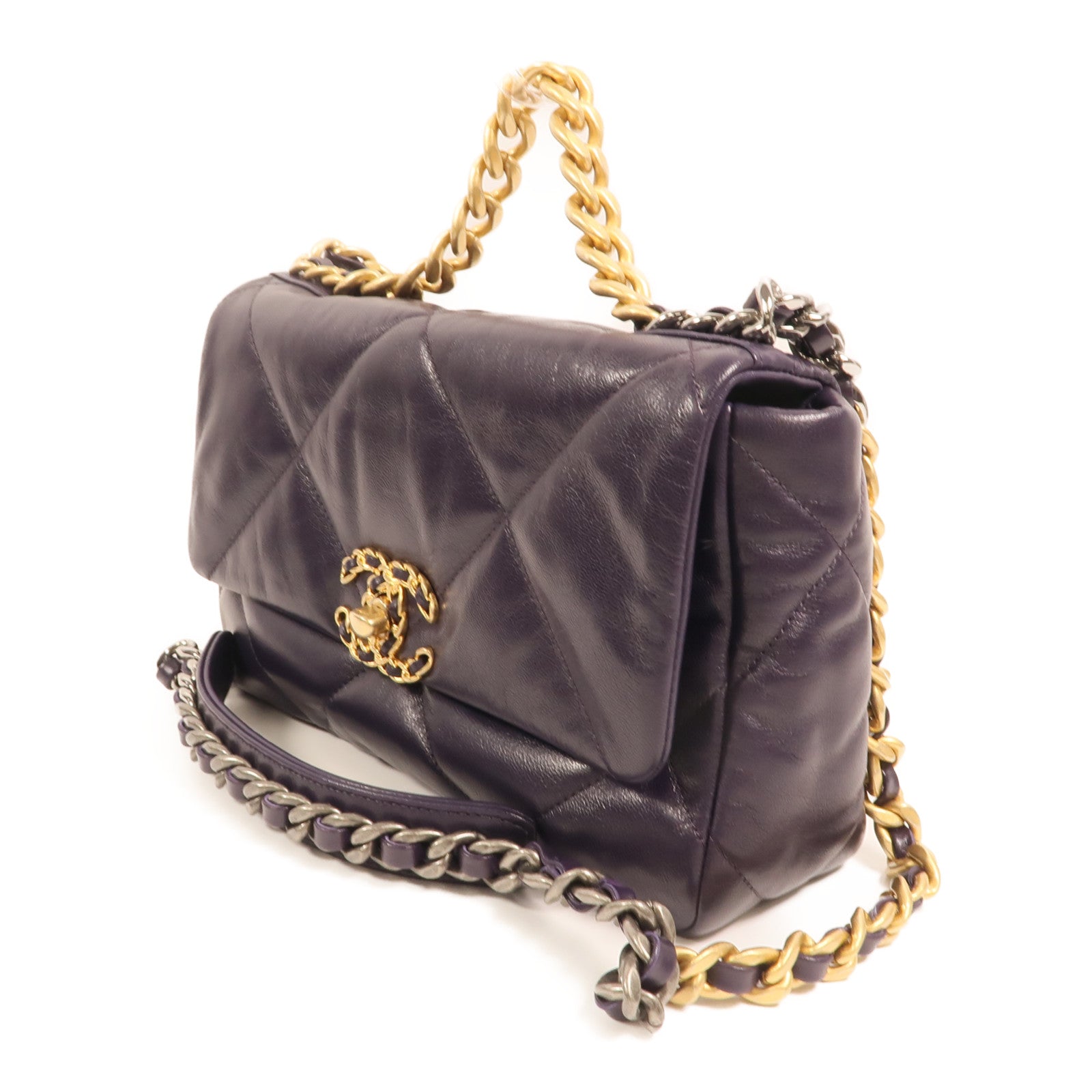CHANEL 羊皮皮革C19 Small金扣手挽肩背兩用袋